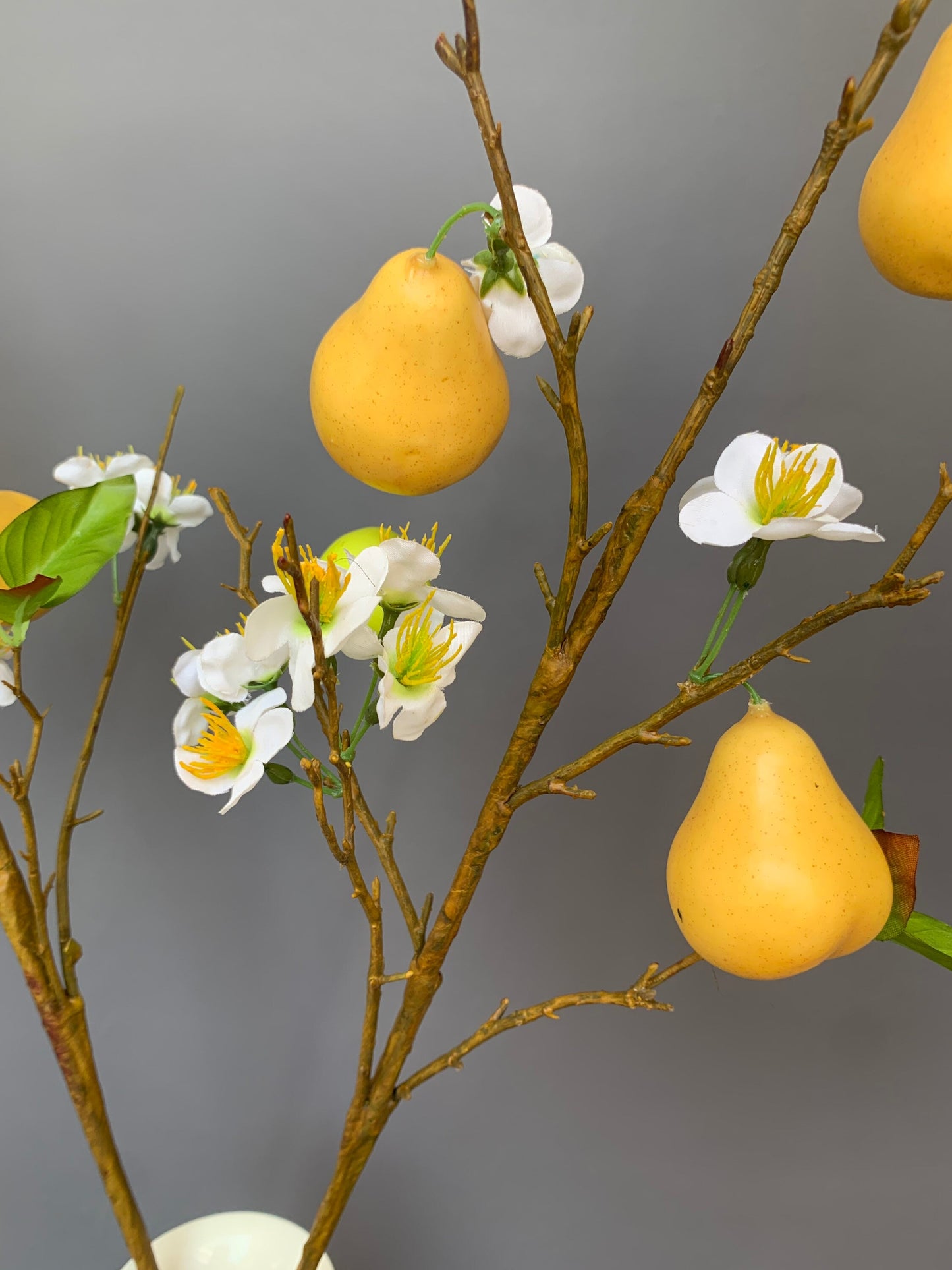 Premium Artificial Pear Blossom with fruit and flower green artificial flower faux flower 36 inch