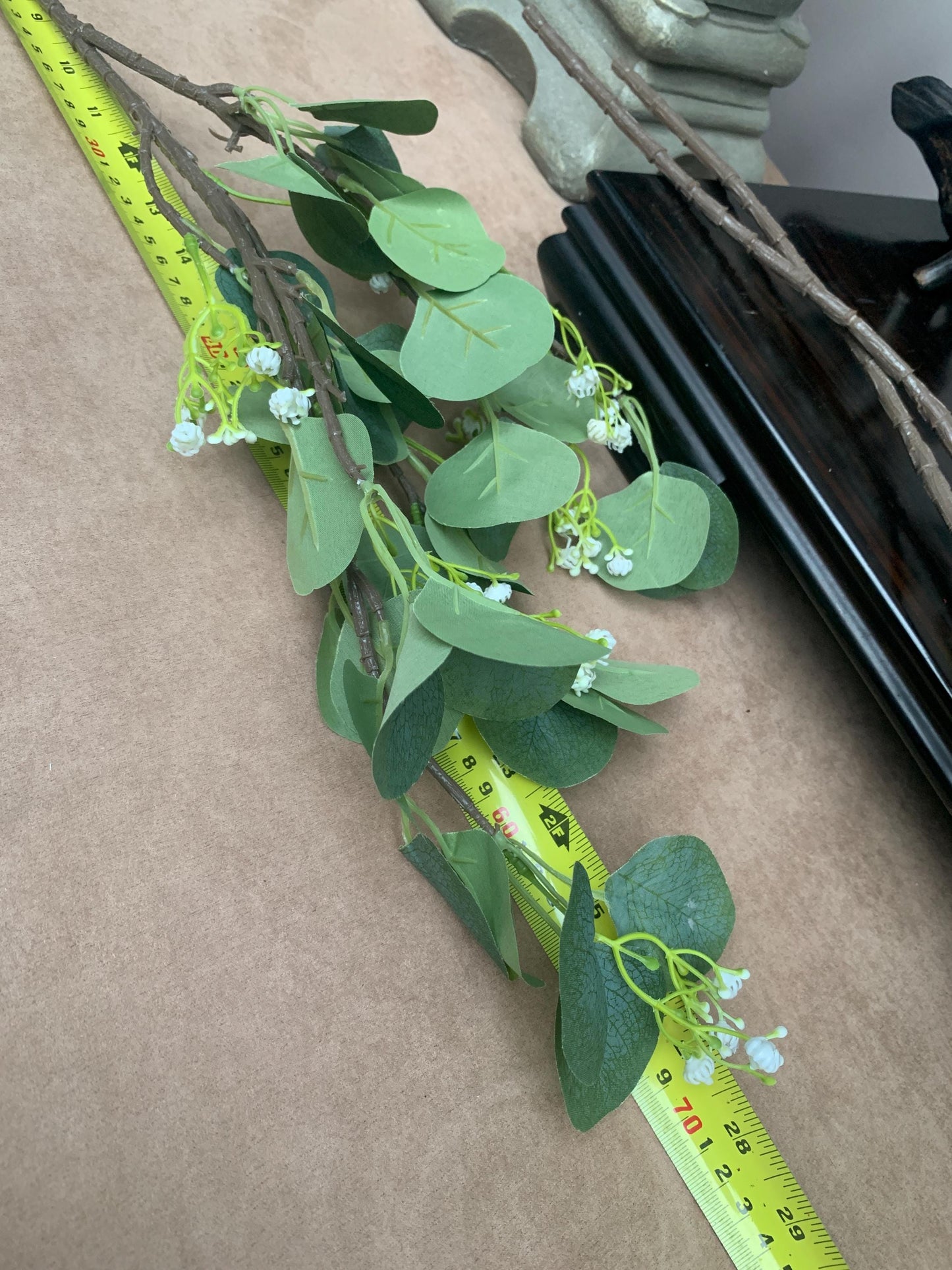 Faux Seeded Eucalyptus Stem, Round Leaf Greenery Branch, Large Artificial Foliage, Chinoiserie Vase Filler, Lifelike Greenery for Home