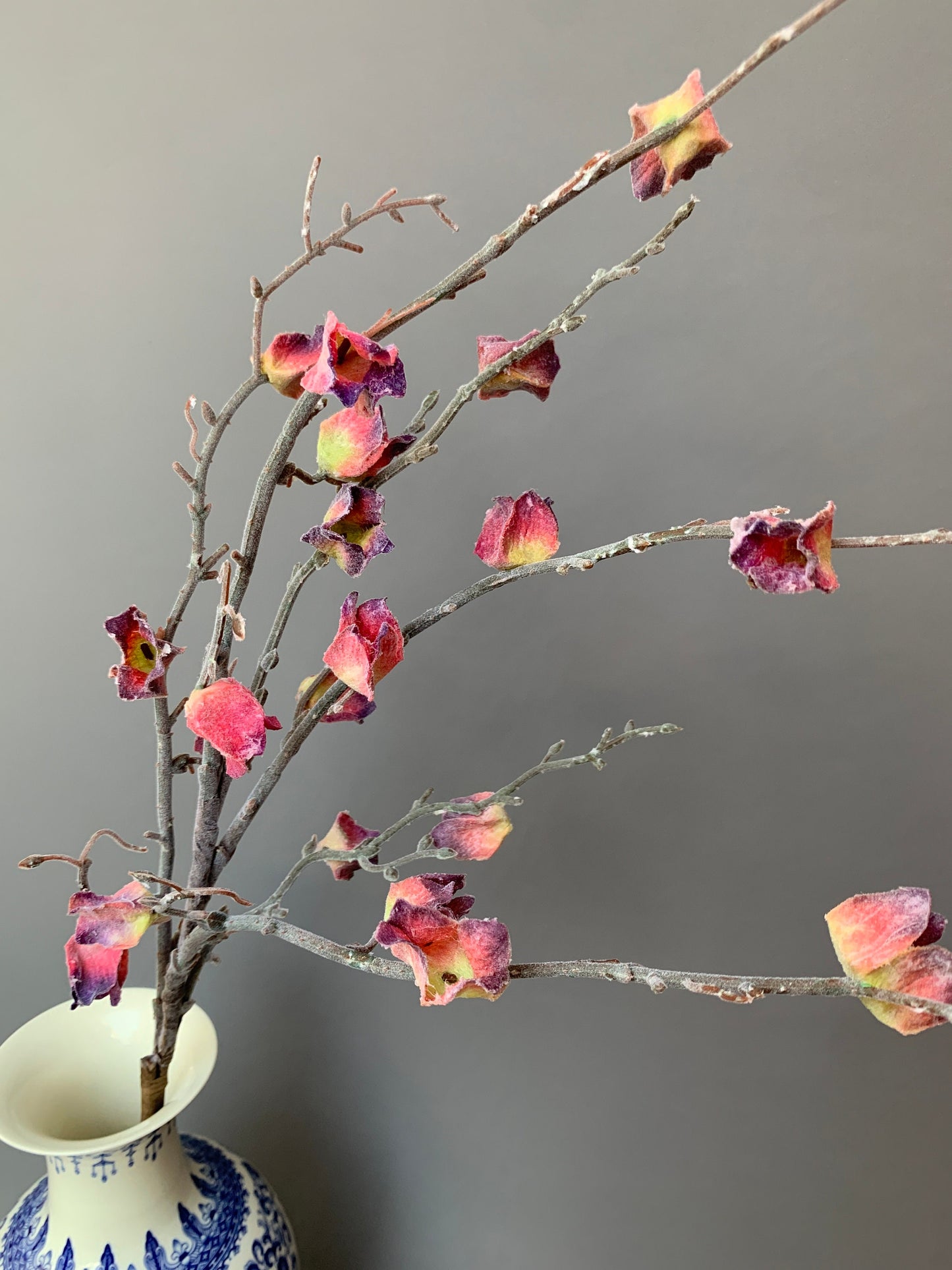 Premium dry Fushsia Abutilon pictum artificial flower faux flower