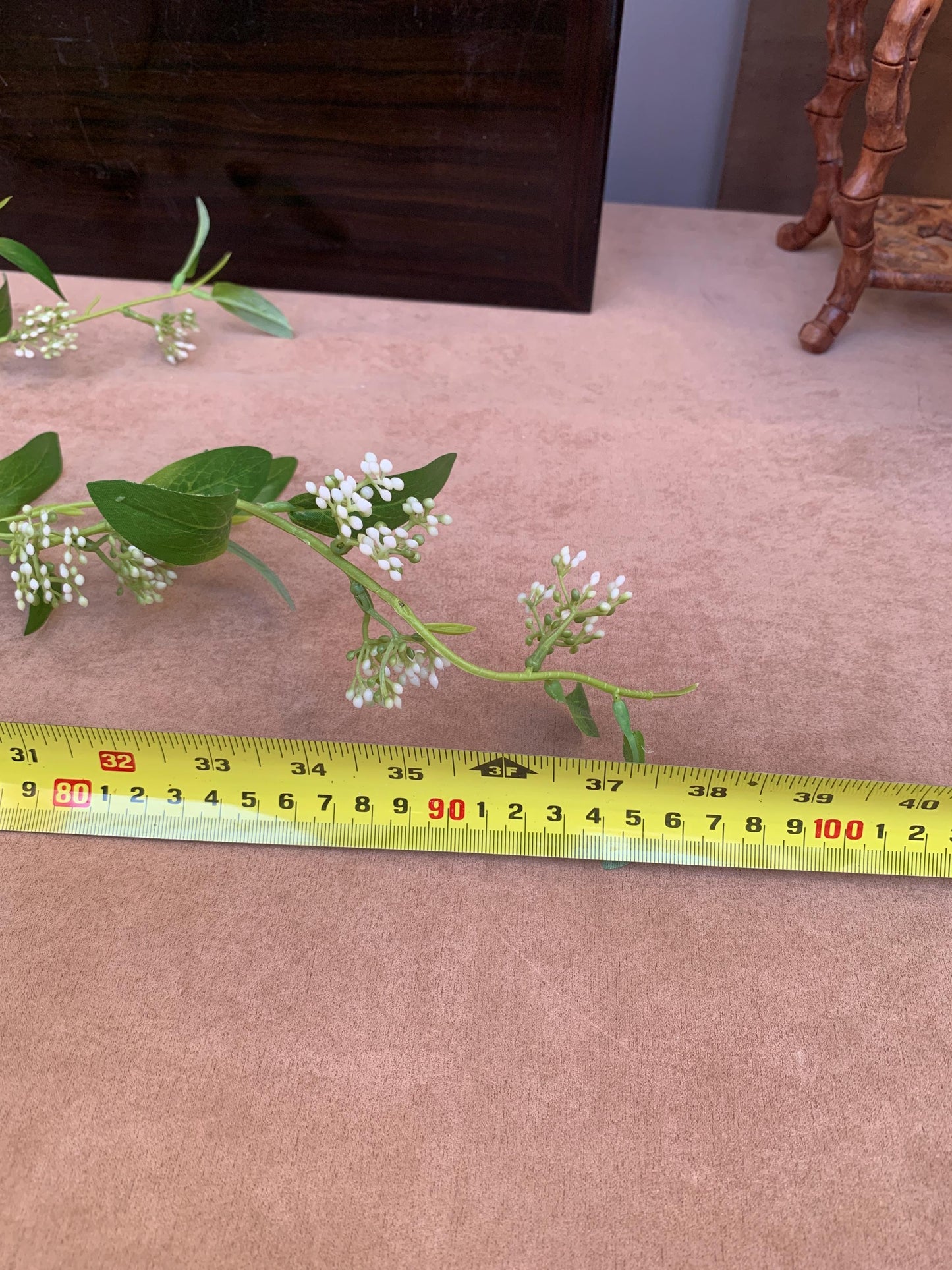 Realistic Delicate White Artificial Blossom Branch - Faux Jasmine Style Flowering Stem - Hand-Crafted Spring Decor Elegant Minimalist Floral