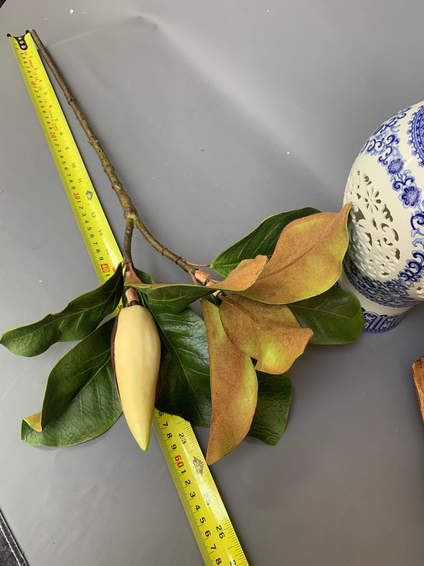 Premium Artificial Magnolia buds in leaf green artificial flower faux flower 24 inch