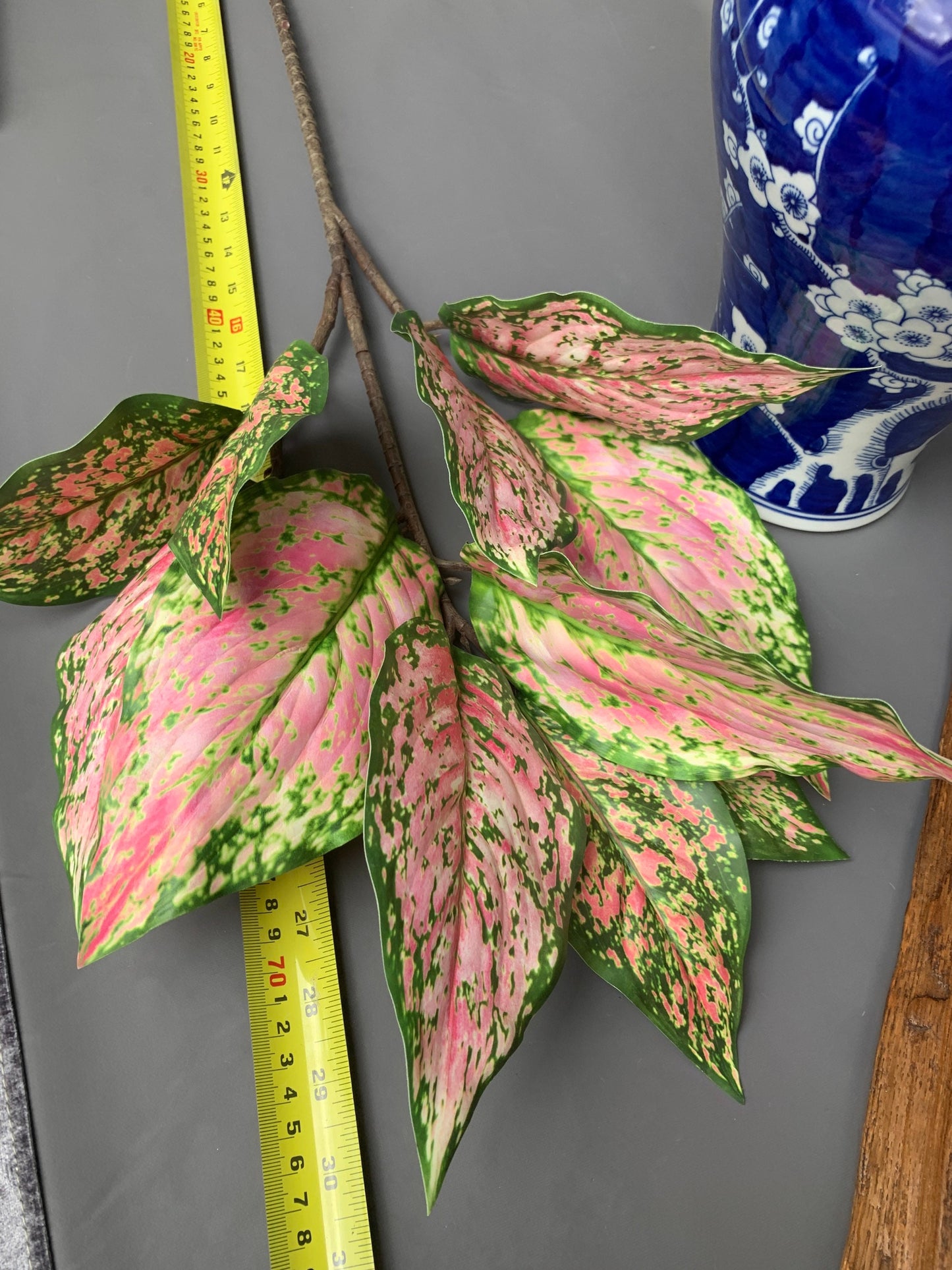 Premium Aglaonema Pink Star Chinese evergreen green artificial flower faux flower 31 inch