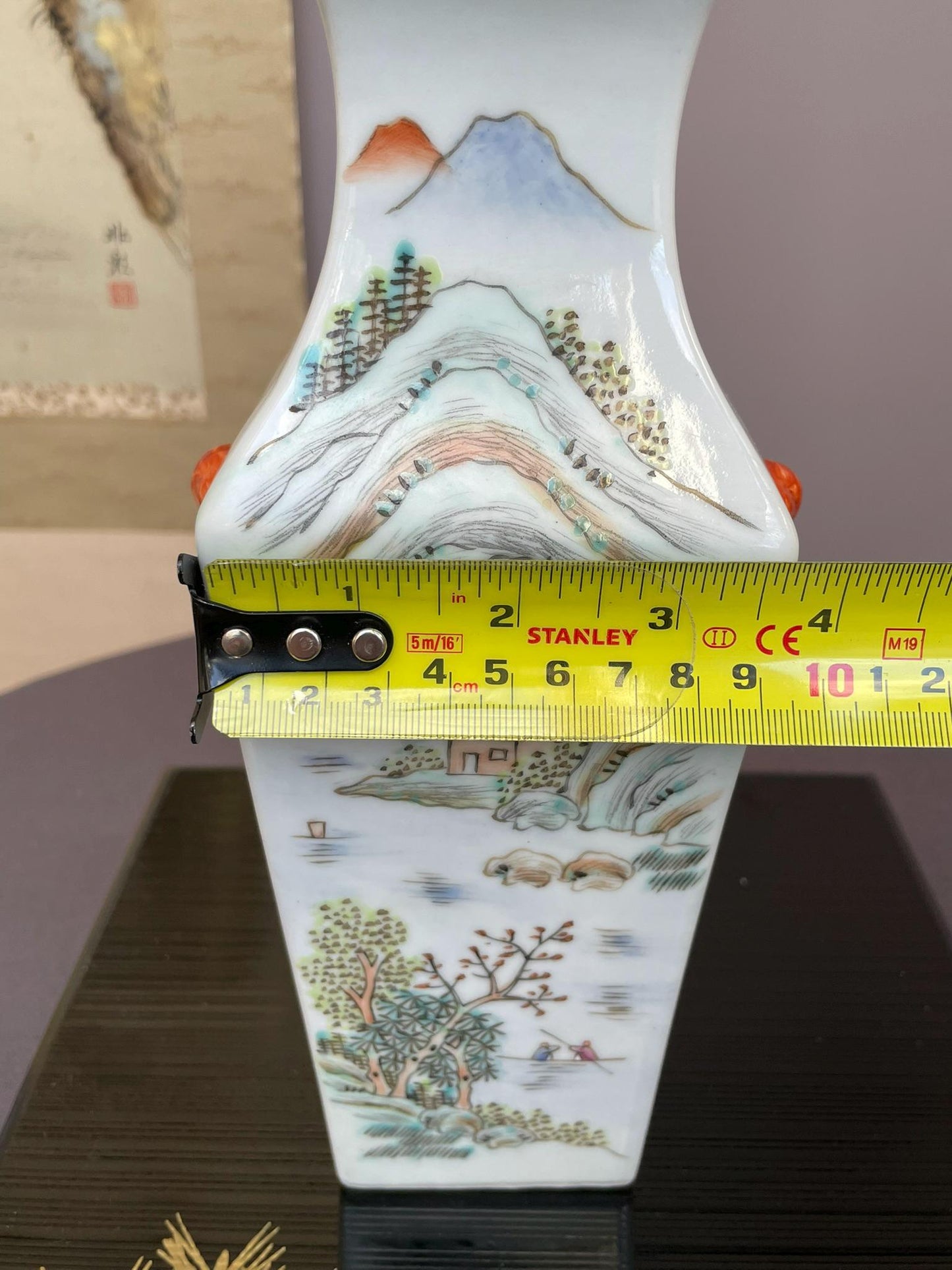 Hand-Painted Qianjiang Style Vase | Scholar collector. Poem & Landscape Calligraphy | Multi-Fired Chinese Ceramic Art