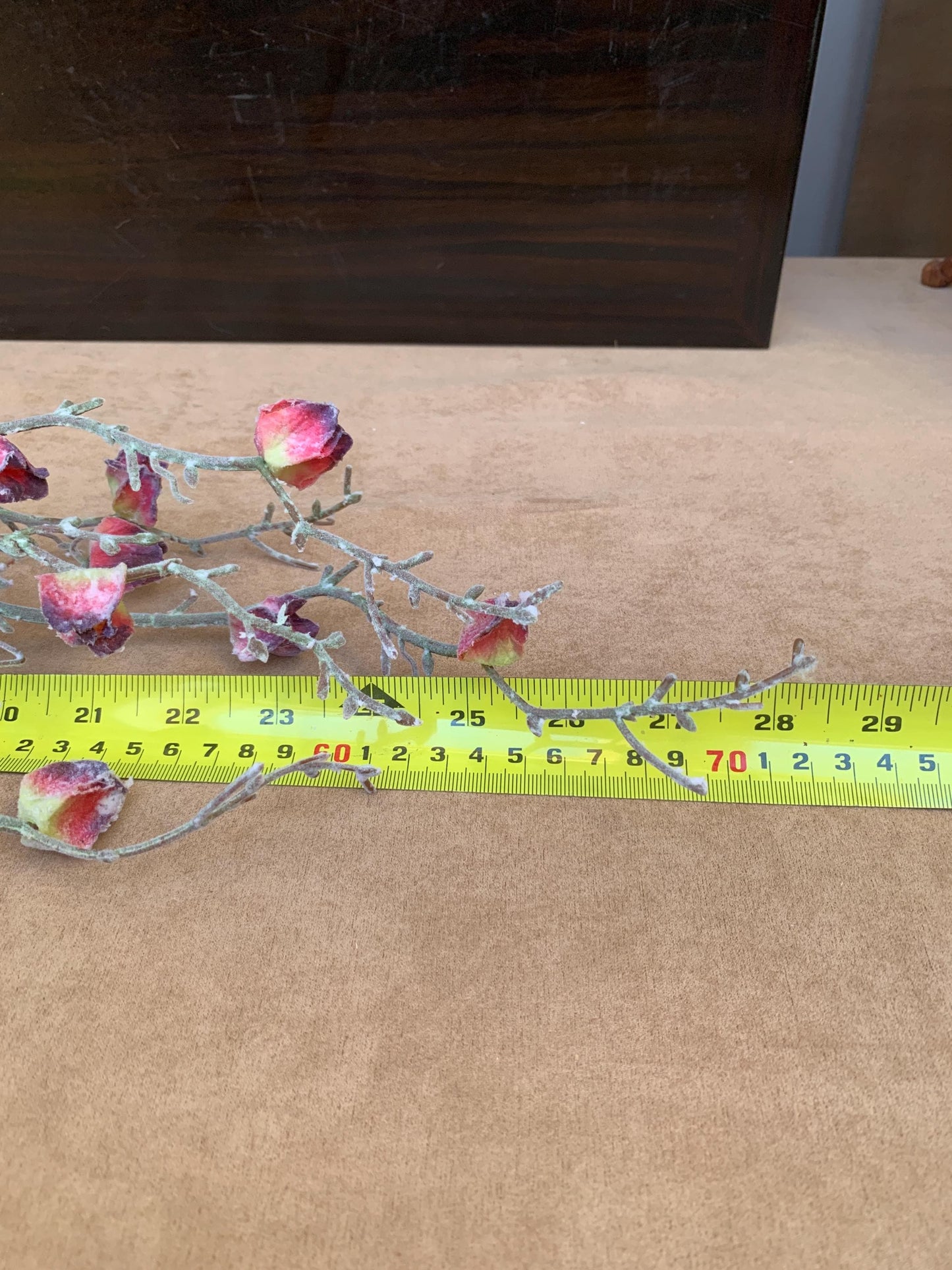 Hand-Crafted Realistic Faux Chinese Lantern Branch - Deep Red & Burgundy Buds - Winter Cherry Stem for Tall Vases Unique indoor Decor