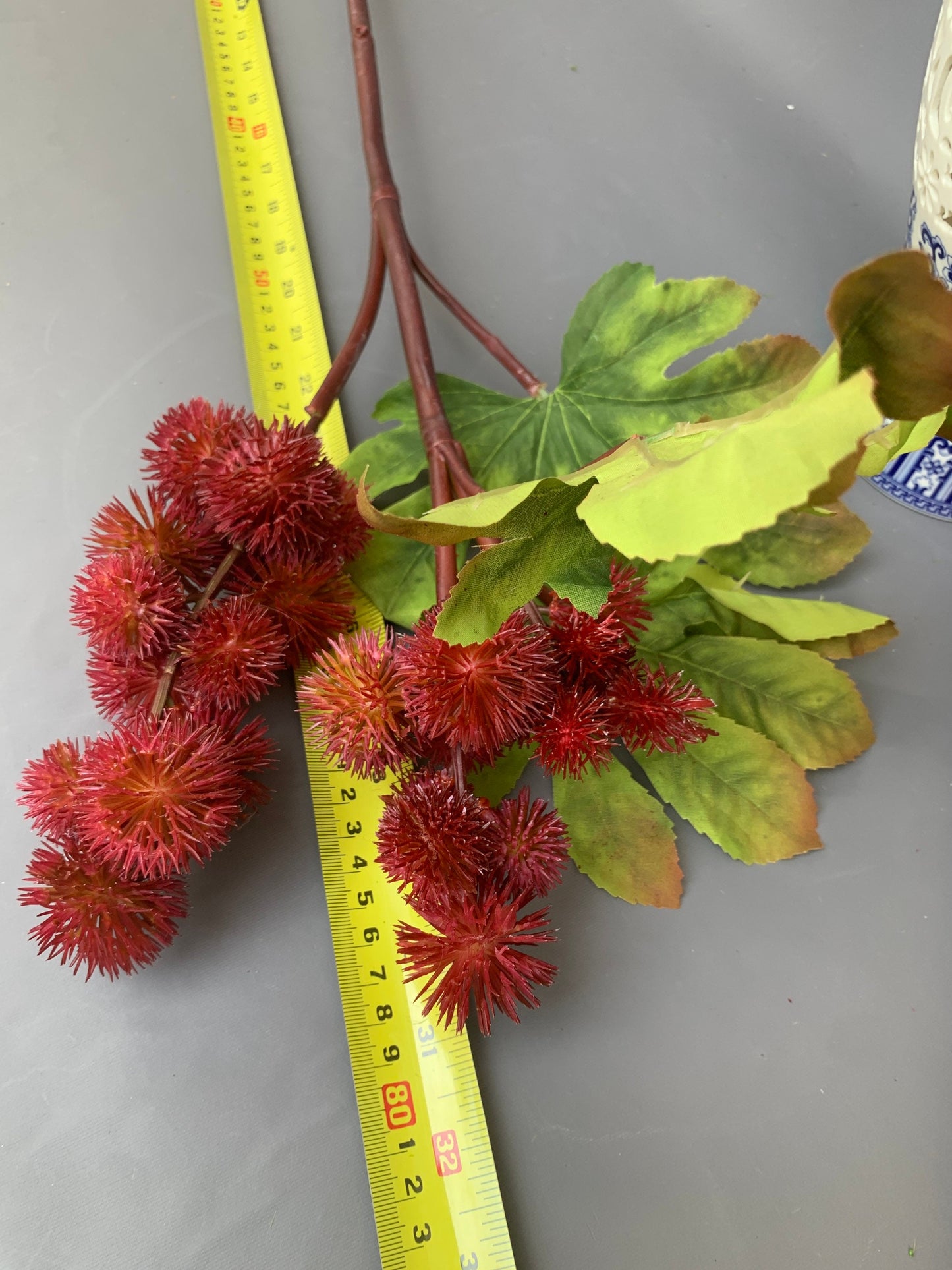 Premium Artificial Rambutan fruit in leaf green artificial flower faux flower 31 inch