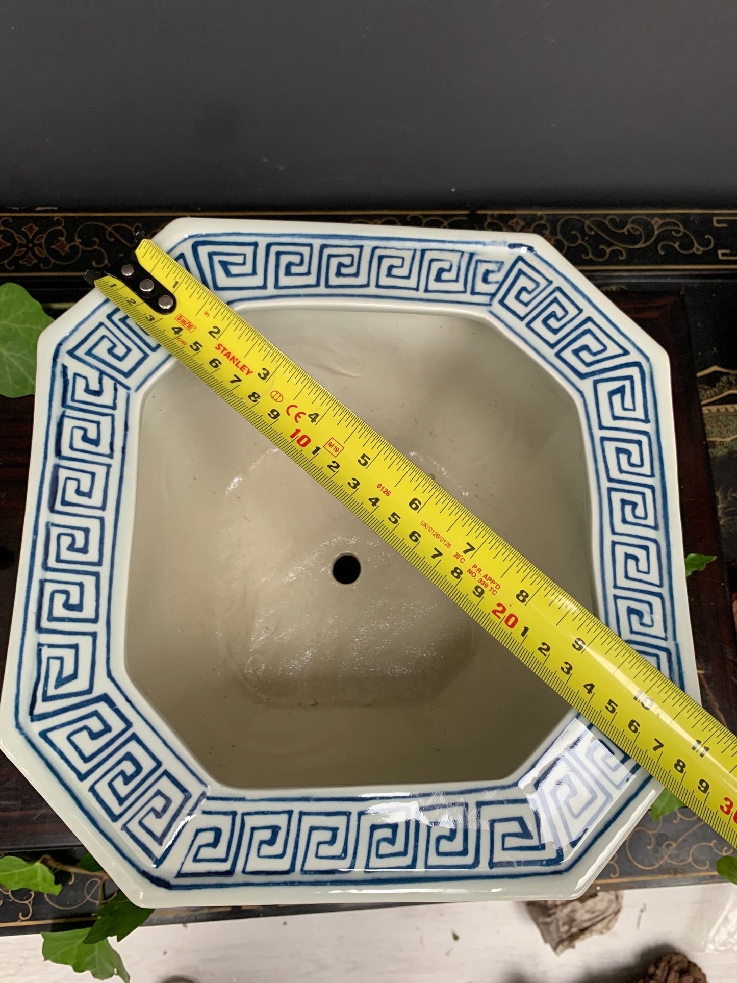 Traditional hexagon Orchid plant pot Chinese blue white porcelain planter