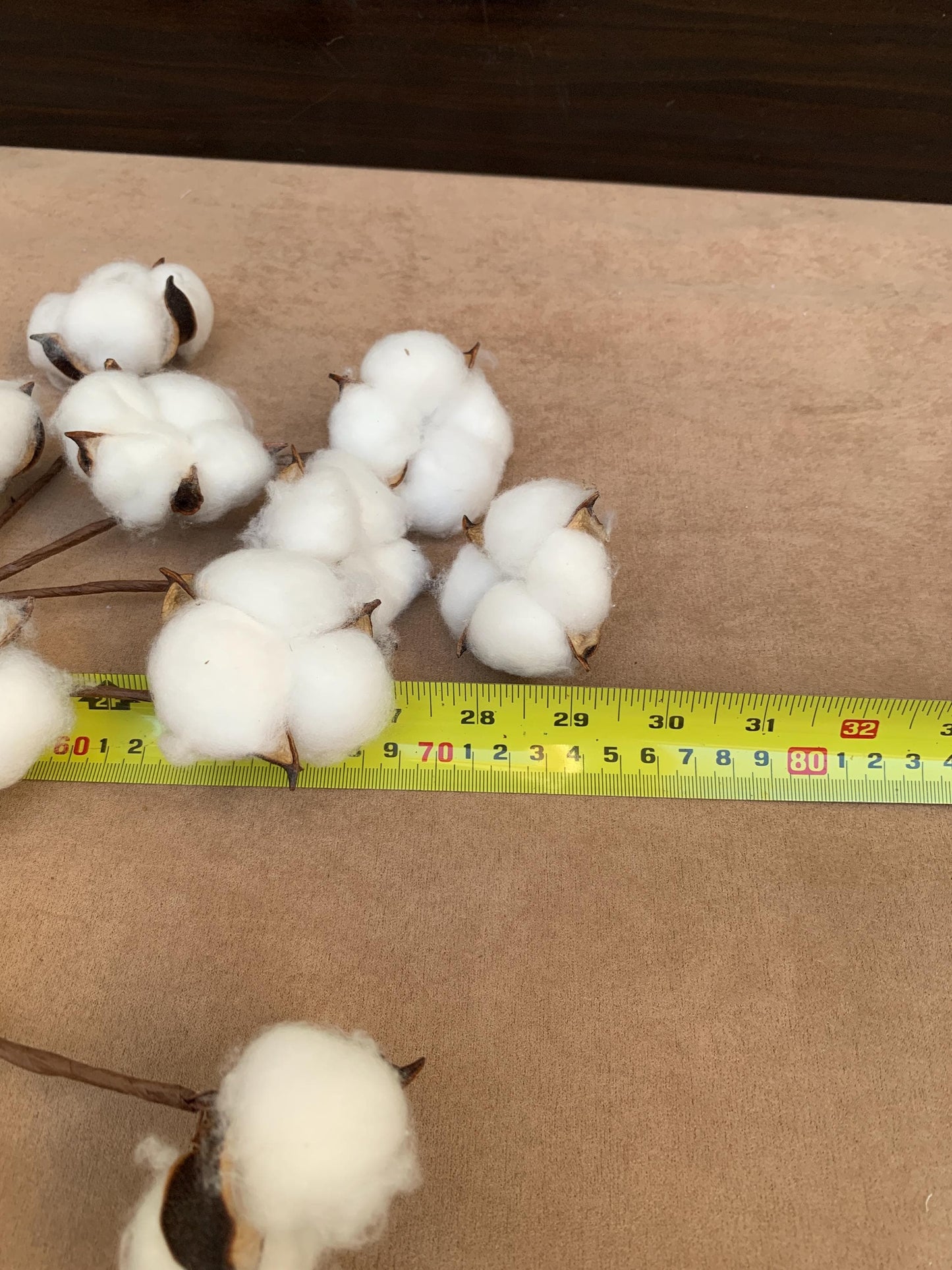 Hand-Crafted Artificial Cotton Branch with Natural Shells - Rustic Farmhouse Decor - Realistic Faux Cotton Stem for Minimalist Home Accents