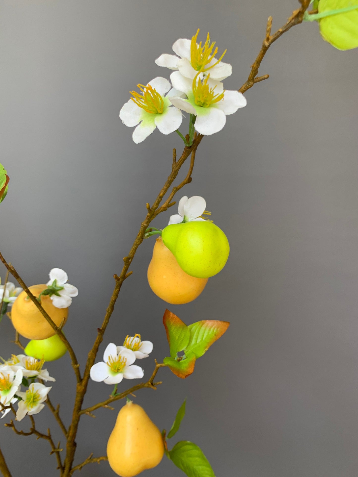Premium Artificial Pear Blossom with fruit and flower green artificial flower faux flower 36 inch