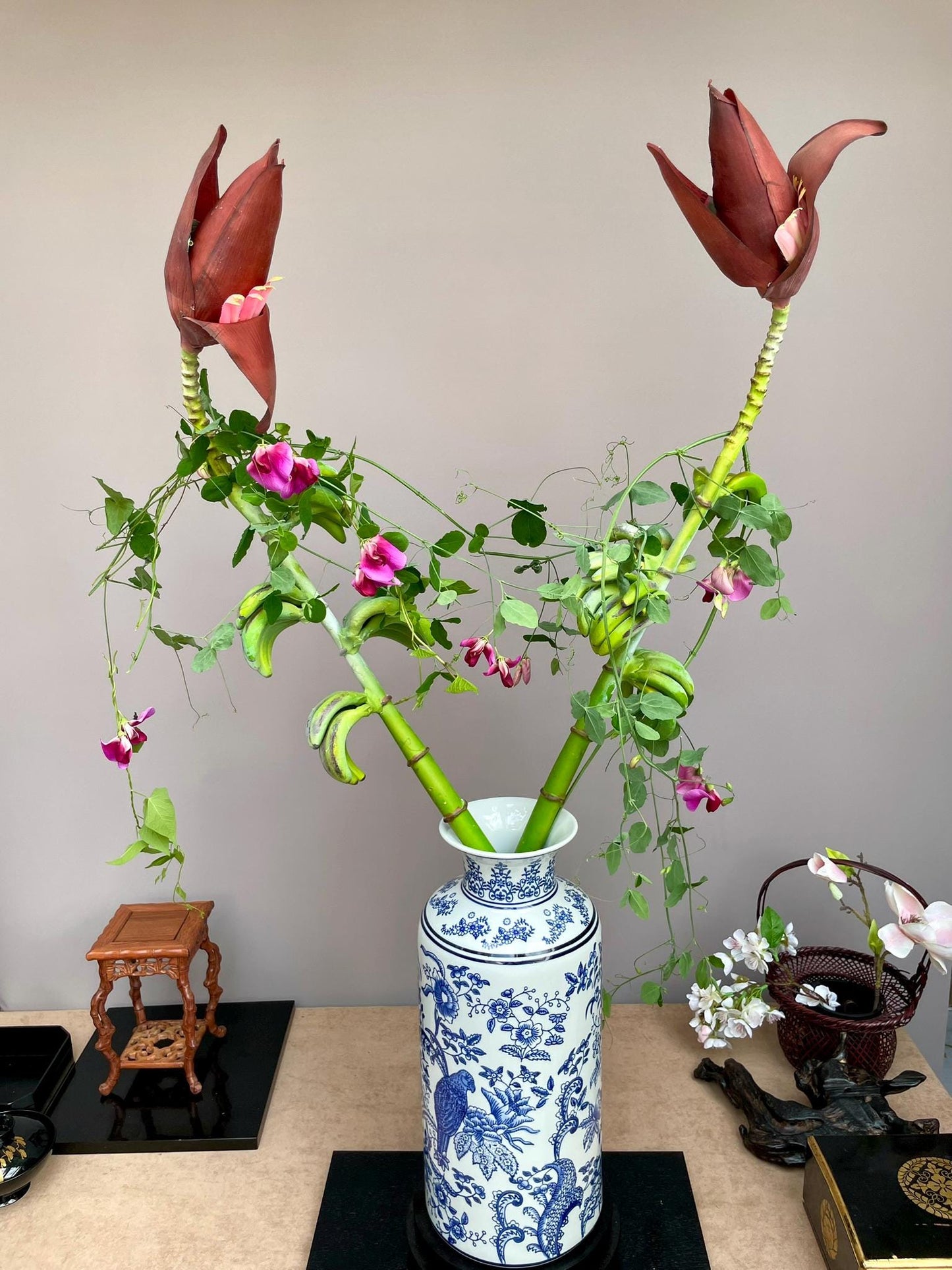 Tropical banana blossom with banana buds spring artificial flower extra large, single stem