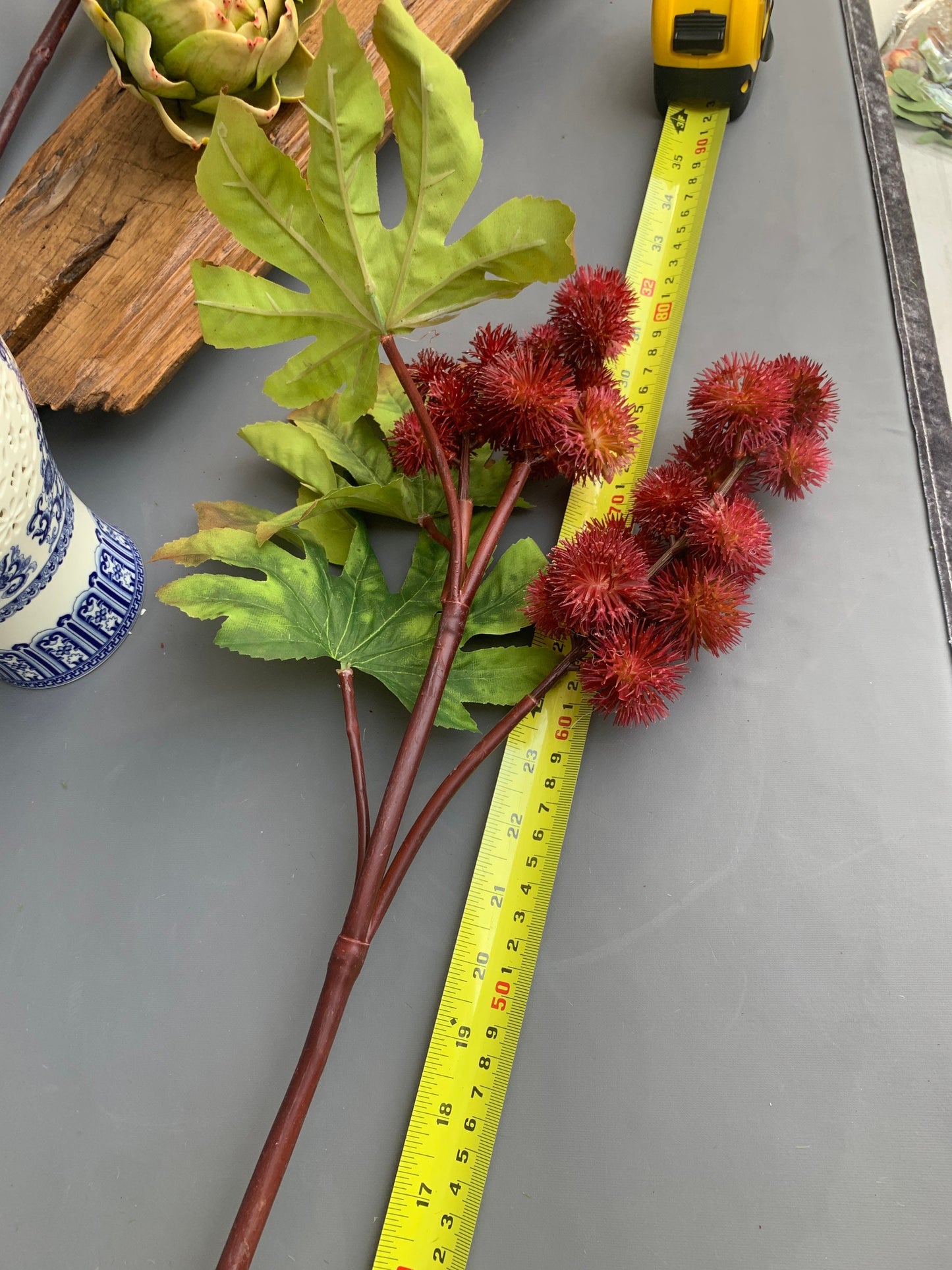 Premium Artificial Rambutan fruit in leaf green artificial flower faux flower 31 inch