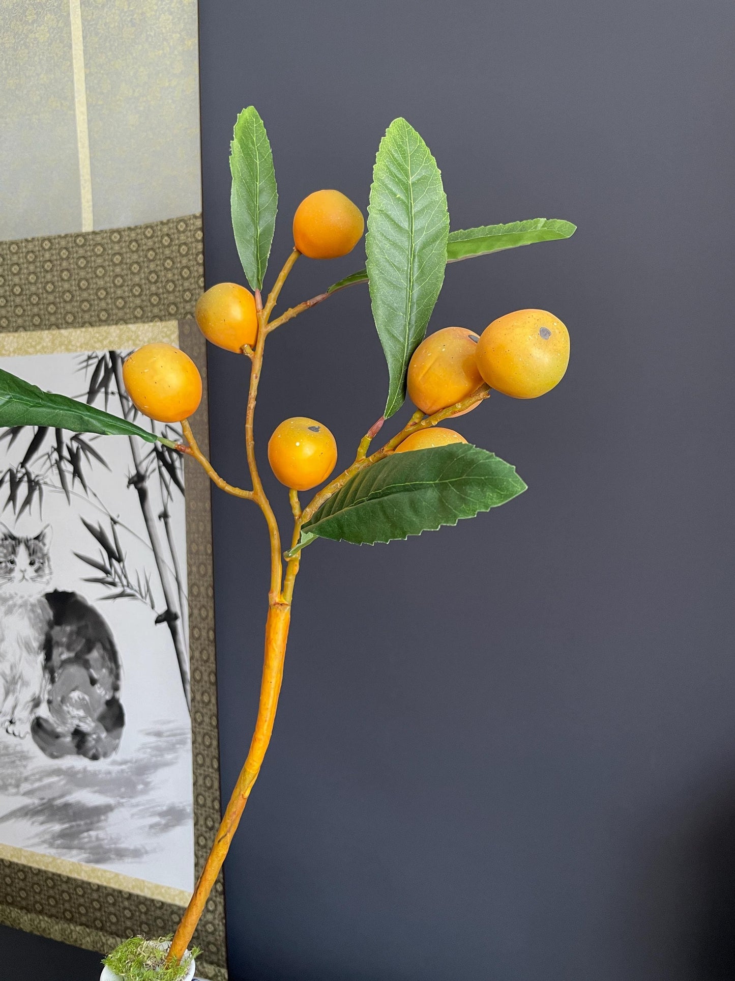 Realistic Faux Kumquat Branch | Artificial Citrus Fruit Stem | Decorative Botanical for Kitchen or Home Decor