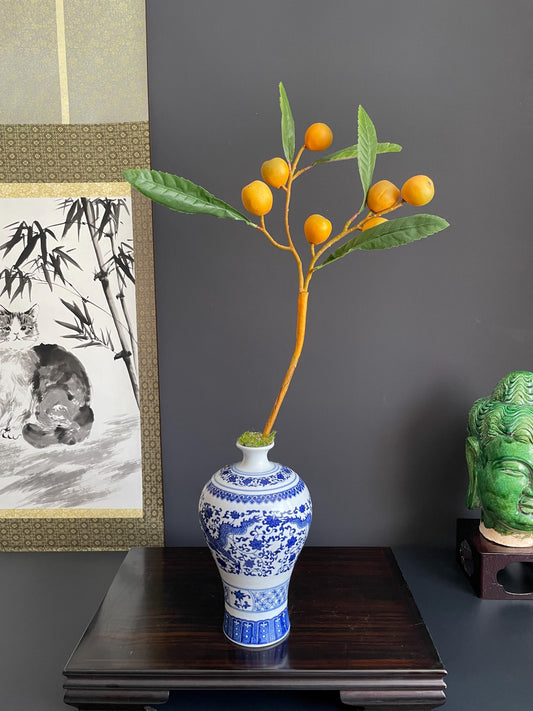Realistic Faux Kumquat Branch | Artificial Citrus Fruit Stem | Decorative Botanical for Kitchen or Home Decor
