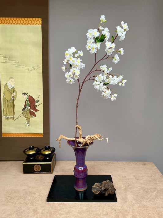 103cm White Sakura Blossom Spray, Faux Spring Flower Branch, Realistic Asian Floral Decor, Ikebana Vase Filler, Clean Home Accent