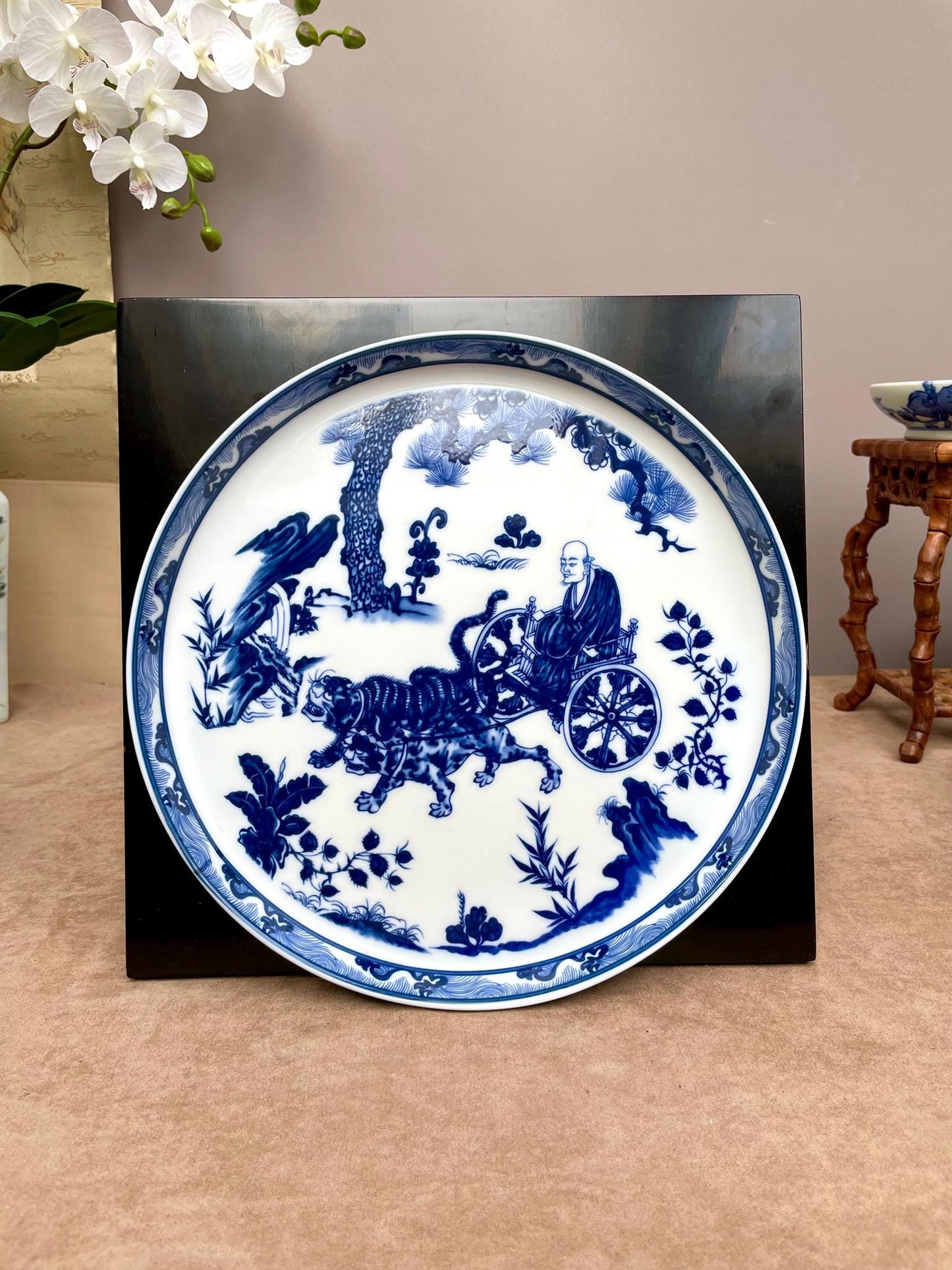 Large Blue & White Porcelain Serving Tray • Handcrafted Prestige Floral Platter • Luxury Home Décor Elegant Table Centerpiece