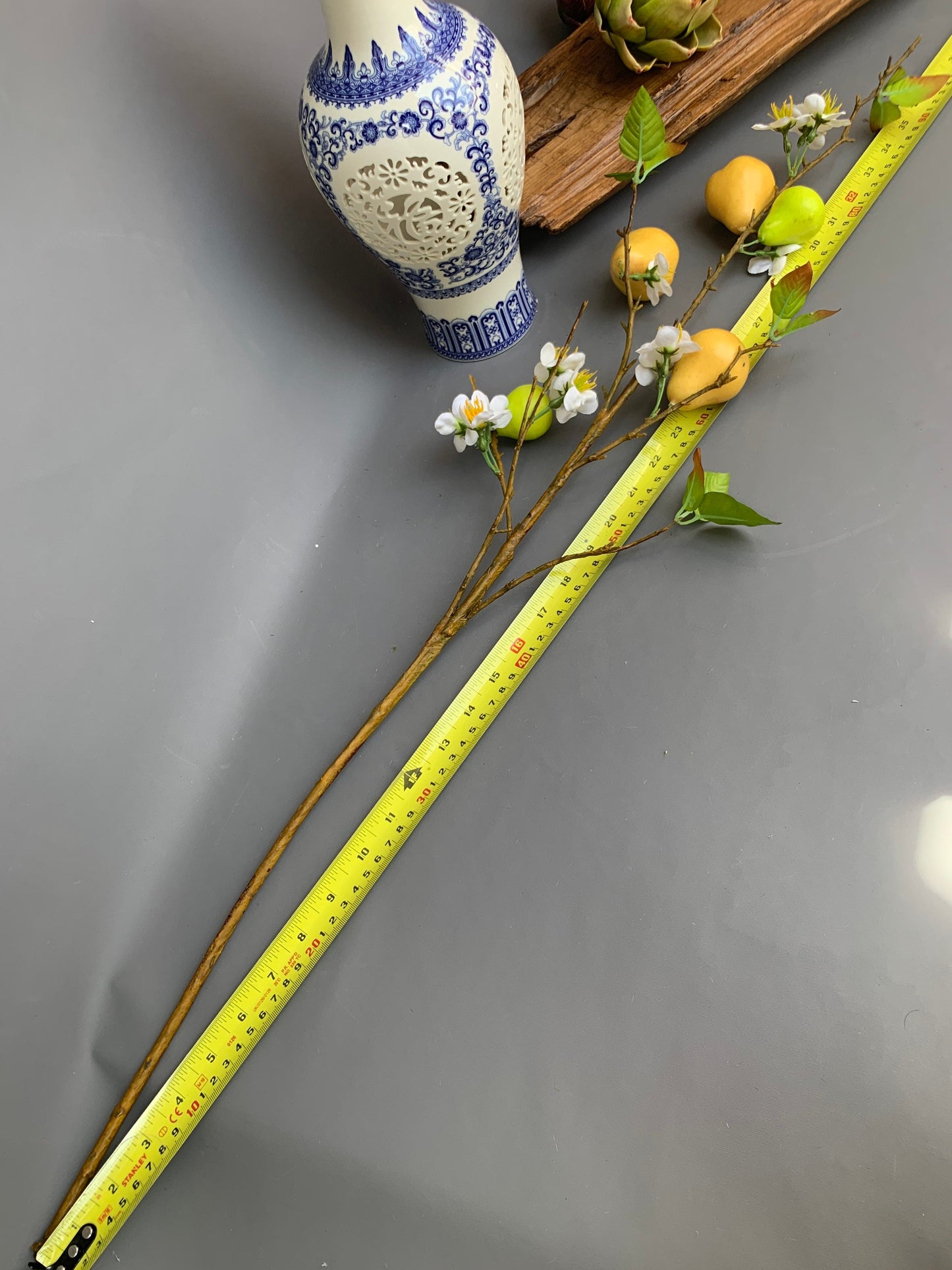 Premium Artificial Pear Blossom with fruit and flower green artificial flower faux flower 36 inch