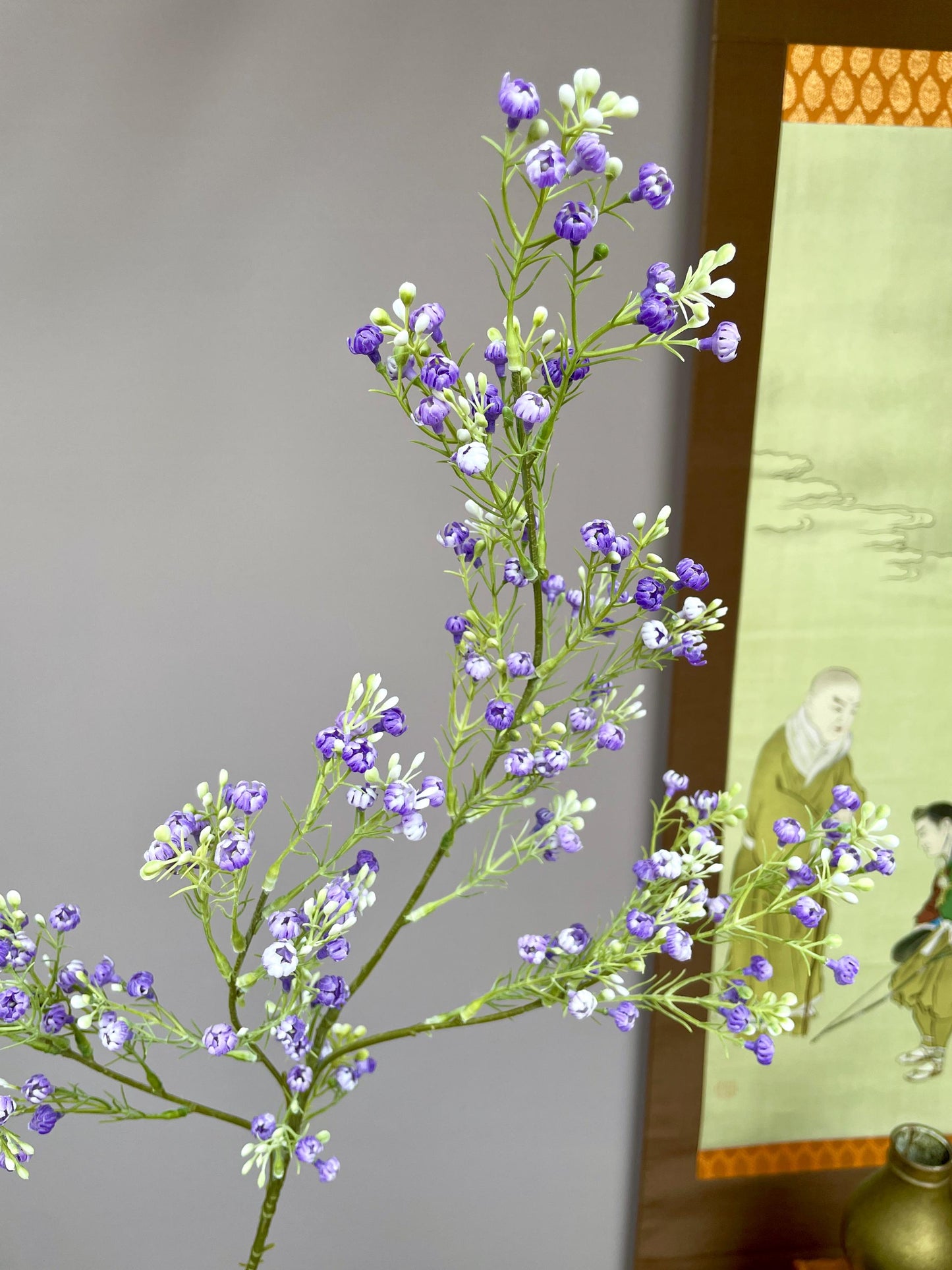 Realistic Purple Waxflower Branch  Faux Chamelaucium Uncinatum Geraldton Wax - Zen Minimalist Wildflower - Ao Zhou La Mei Decor  Premium