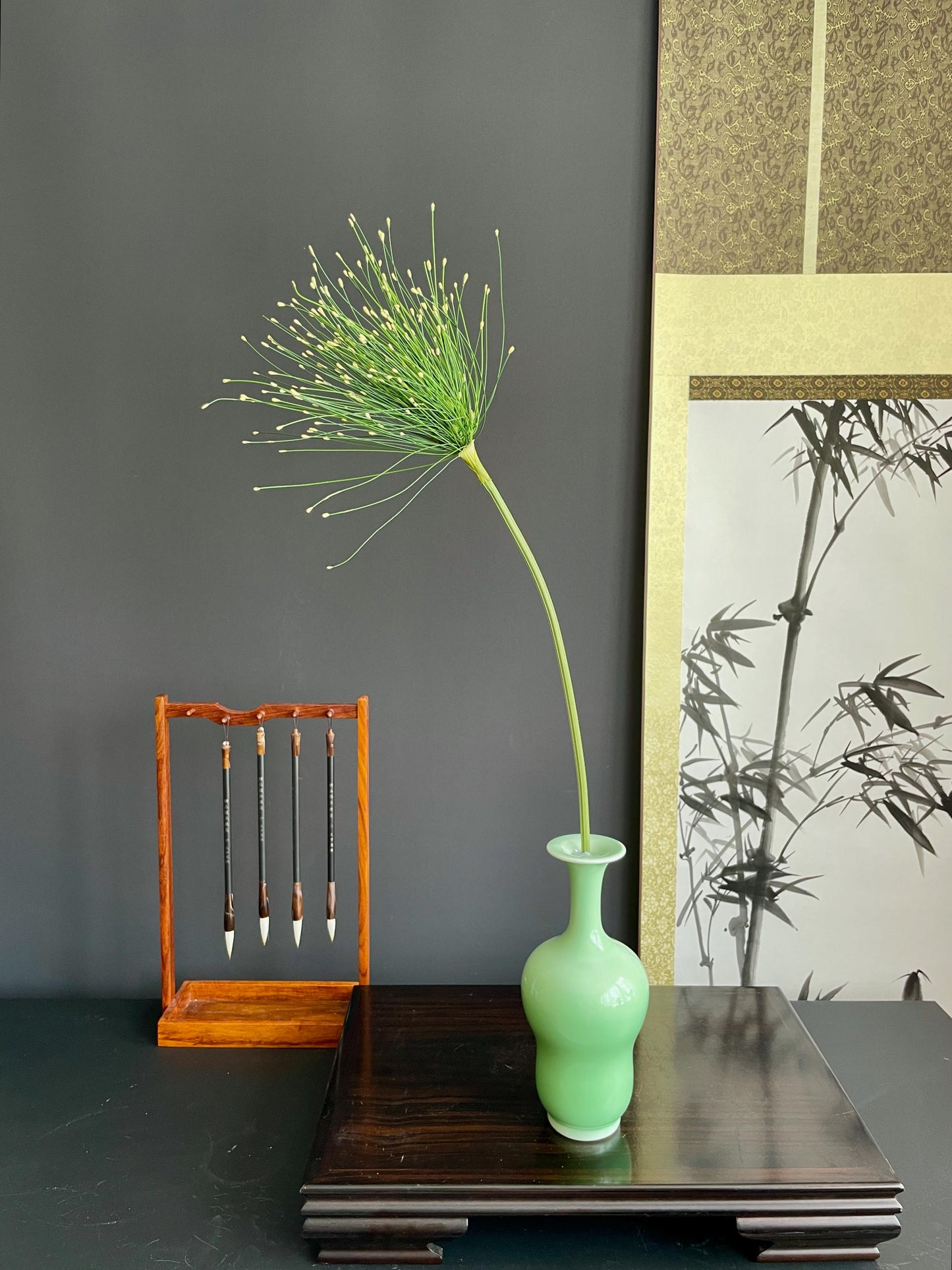 Faux Papyrus Stem Single Artificial Egyptian Sedge Branch Silk Botanical Fake Umbrella Plant Traditional Architectural Tall Vase Filler