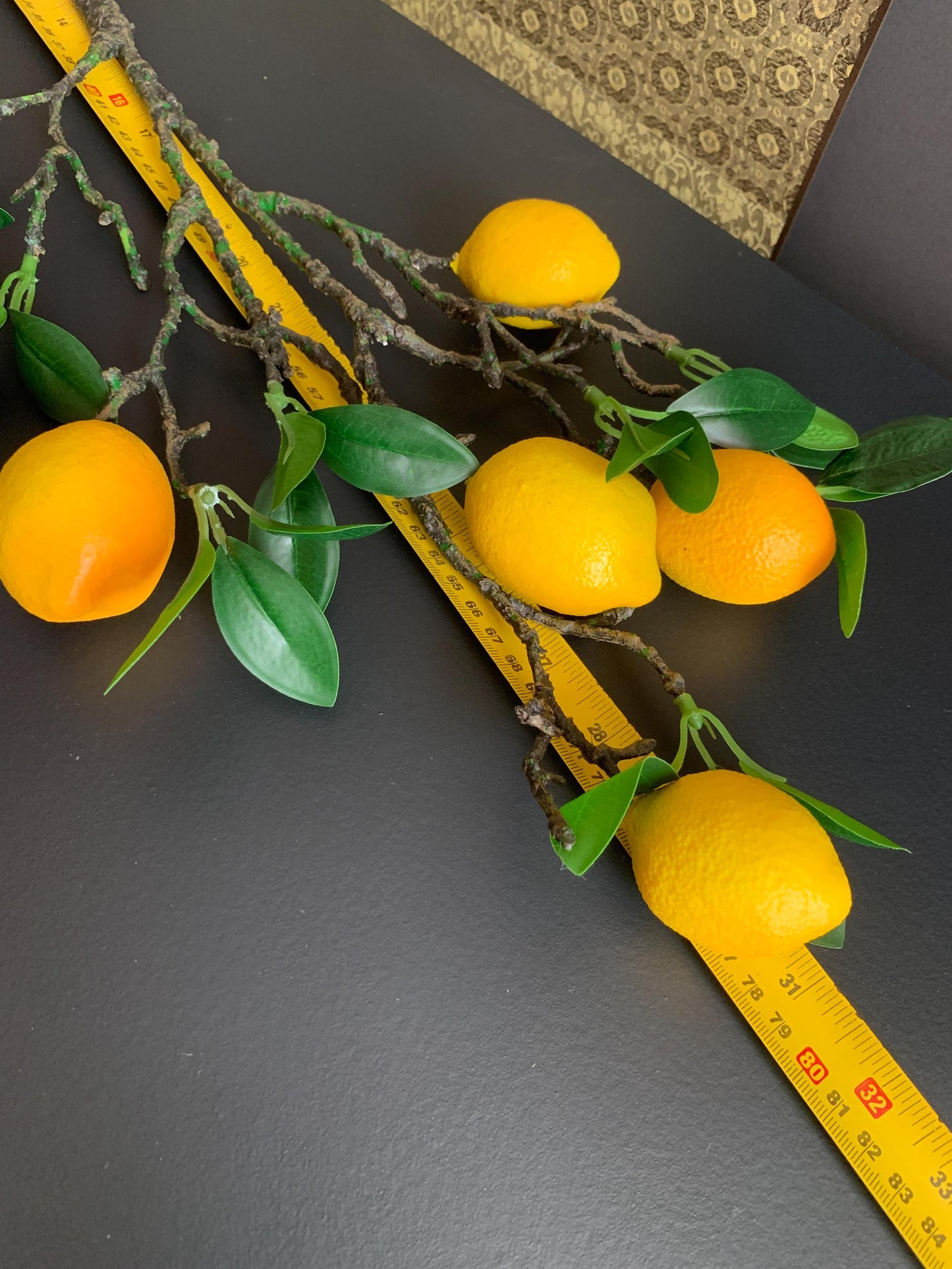 Life-Like Artificial Lemon Stem | High-End Faux Botanical Branch | Elegant Minimalist Fruit Arrangement
