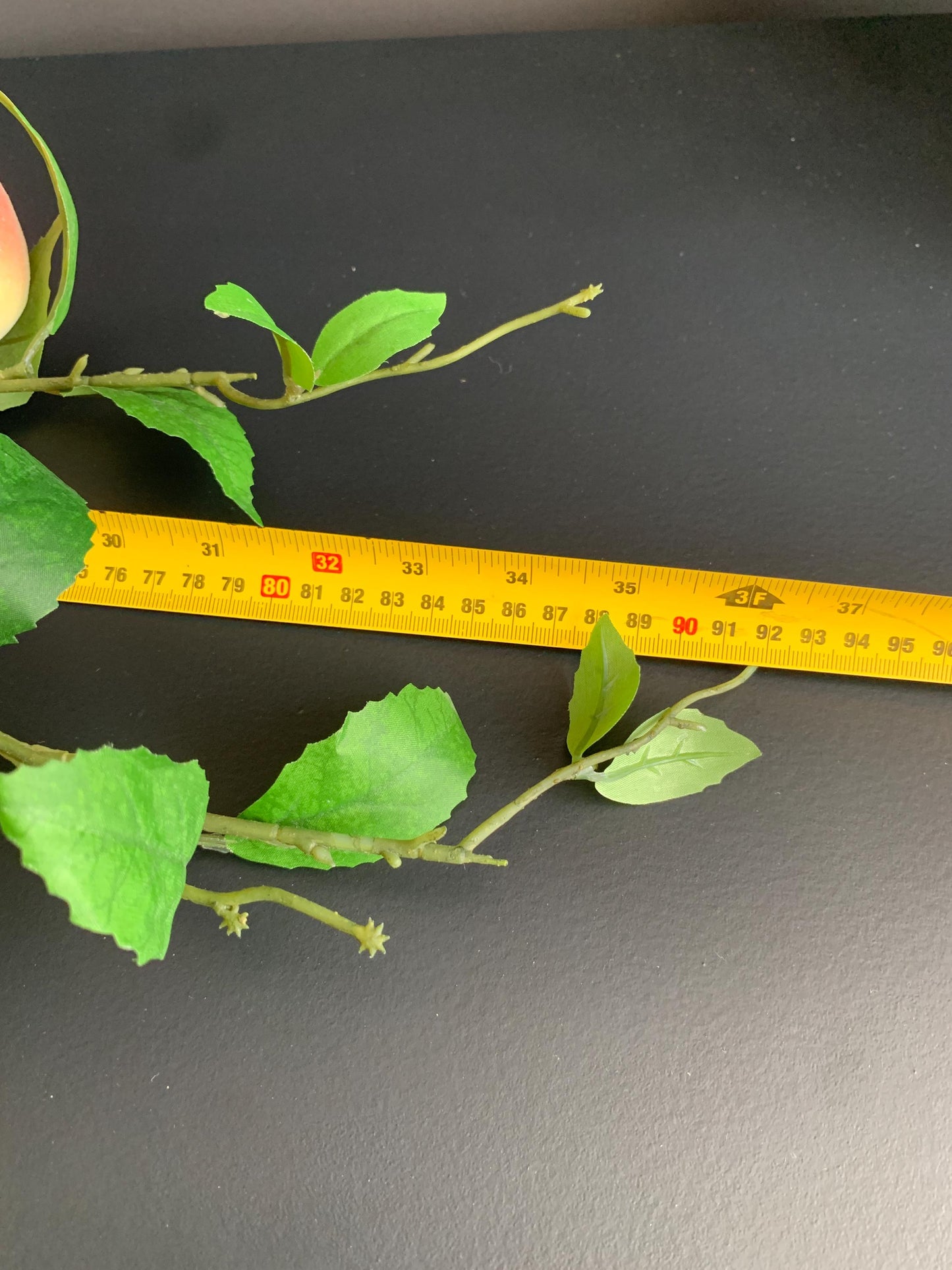 Realistic 92cm Faux Peach Branch | Artificial Fruit Stem | Large Decorative Greenery for Modern Home Decor
