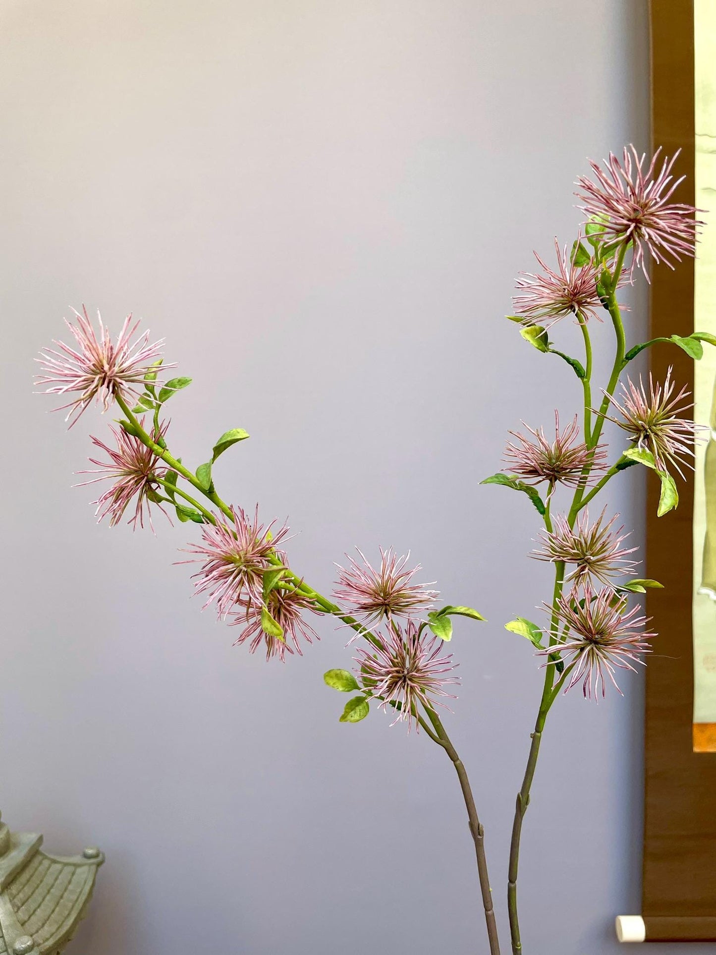 Pink Silk Tree Pompom Stem, Faux Albizia Julibrissin, Wispy Wildflower Arrangement, Japanese Wabi Sabi Decor, Tall Vase Filler