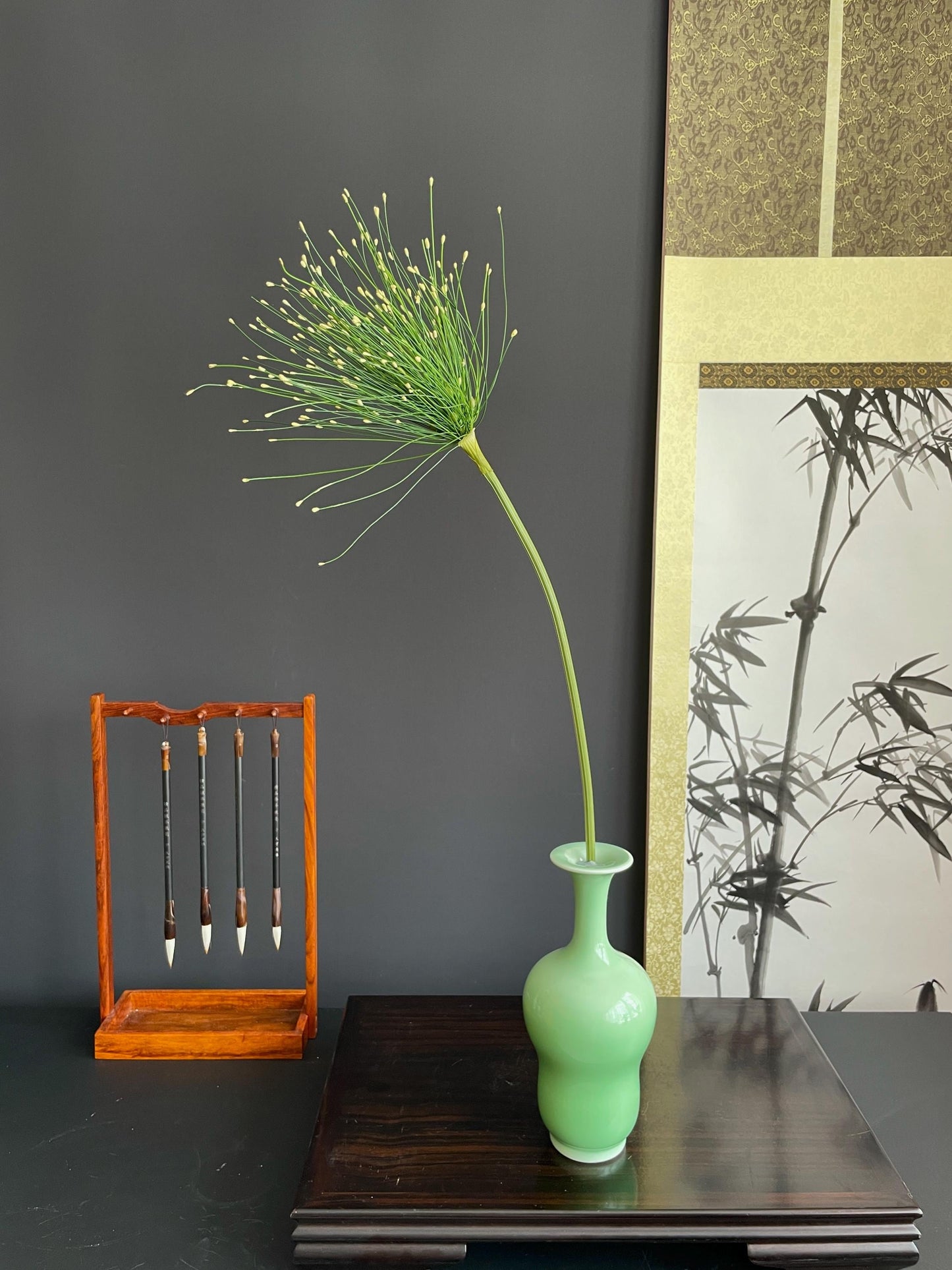 Faux Papyrus Stem Single Artificial Egyptian Sedge Branch Silk Botanical Fake Umbrella Plant Traditional Architectural Tall Vase Filler