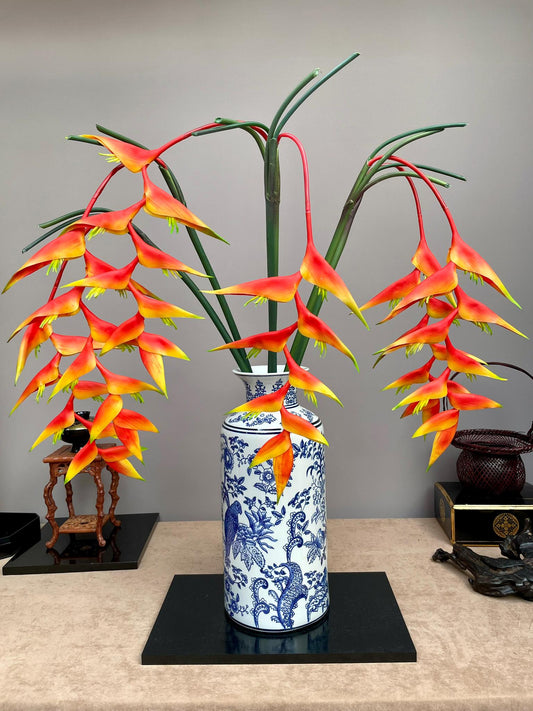 Artificial Heliconia Paradise Flower Stem | Tropical Faux “Parrot’s Beak” Bloom | Vibrant Exotic Decor. SINGLE STEM