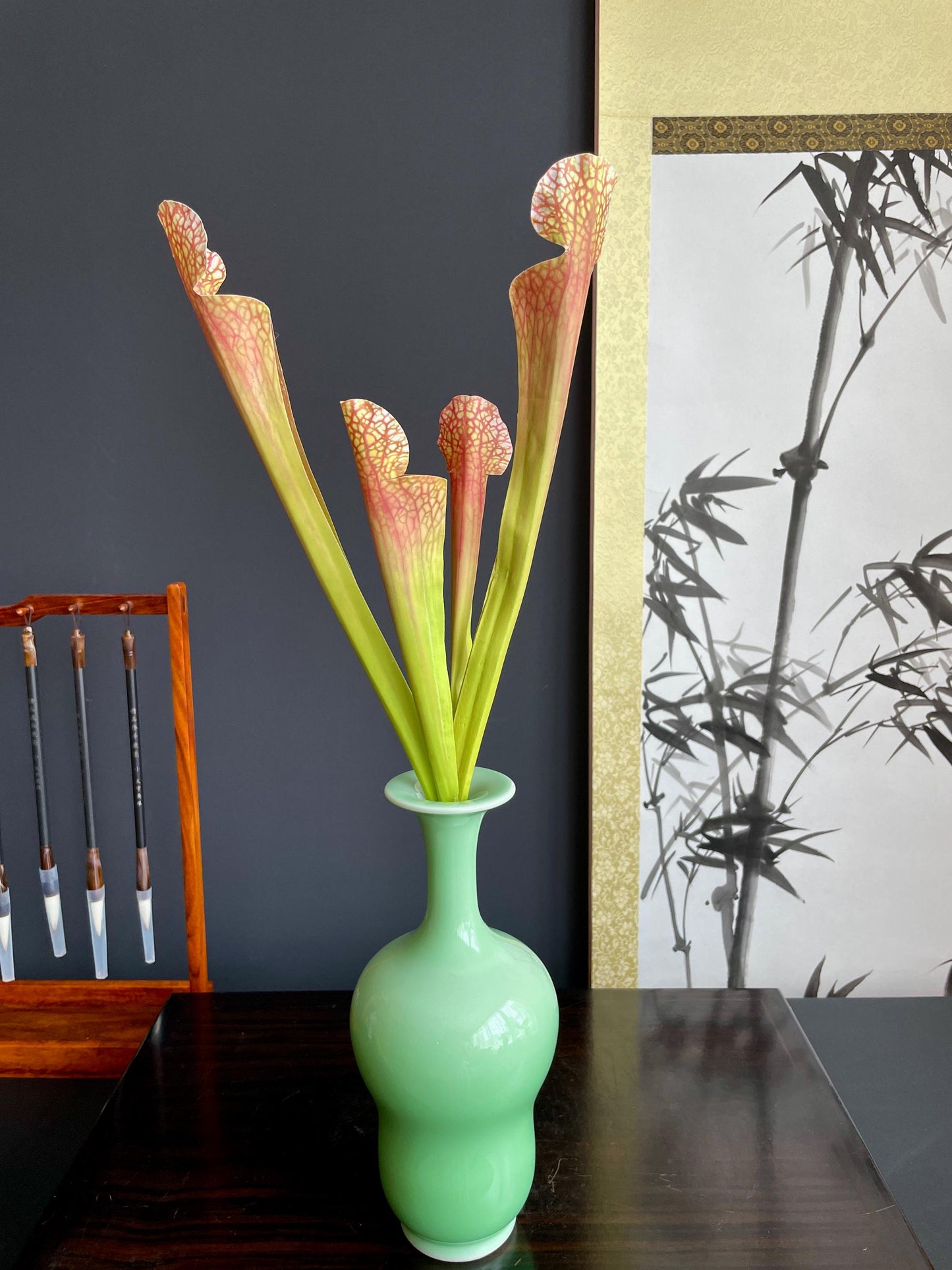 Faux Pitcher Plant Stems Artificial Sarracenia Silk Botanical Fake Carnivorous Plant Stems Realistic Greenery Traditional Floral Arranging