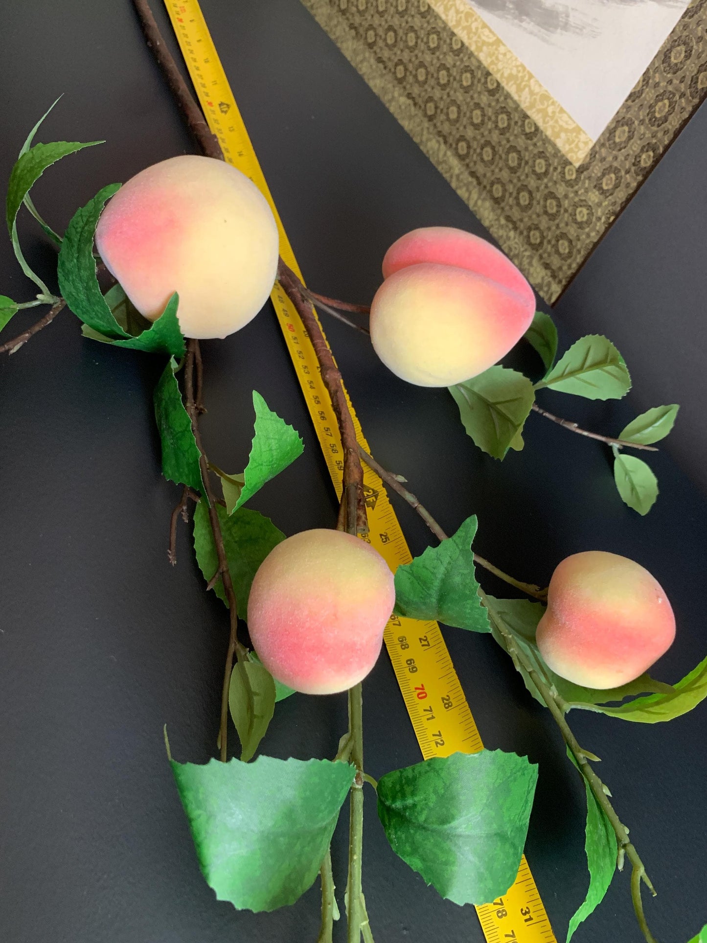 Realistic 92cm Faux Peach Branch | Artificial Fruit Stem | Large Decorative Greenery for Modern Home Decor