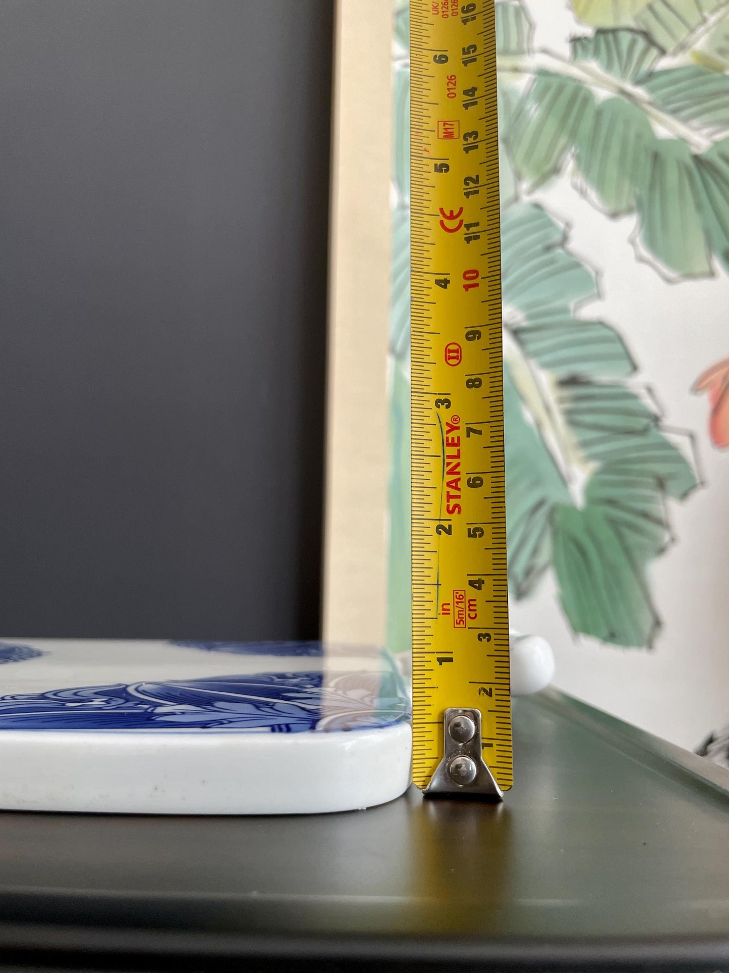 Large Blue & White Ceramic Serving Tray • Handcrafted Porcelain Board with Artisanal Floral Motif Heavy, Smooth, collector Quality Tablewar