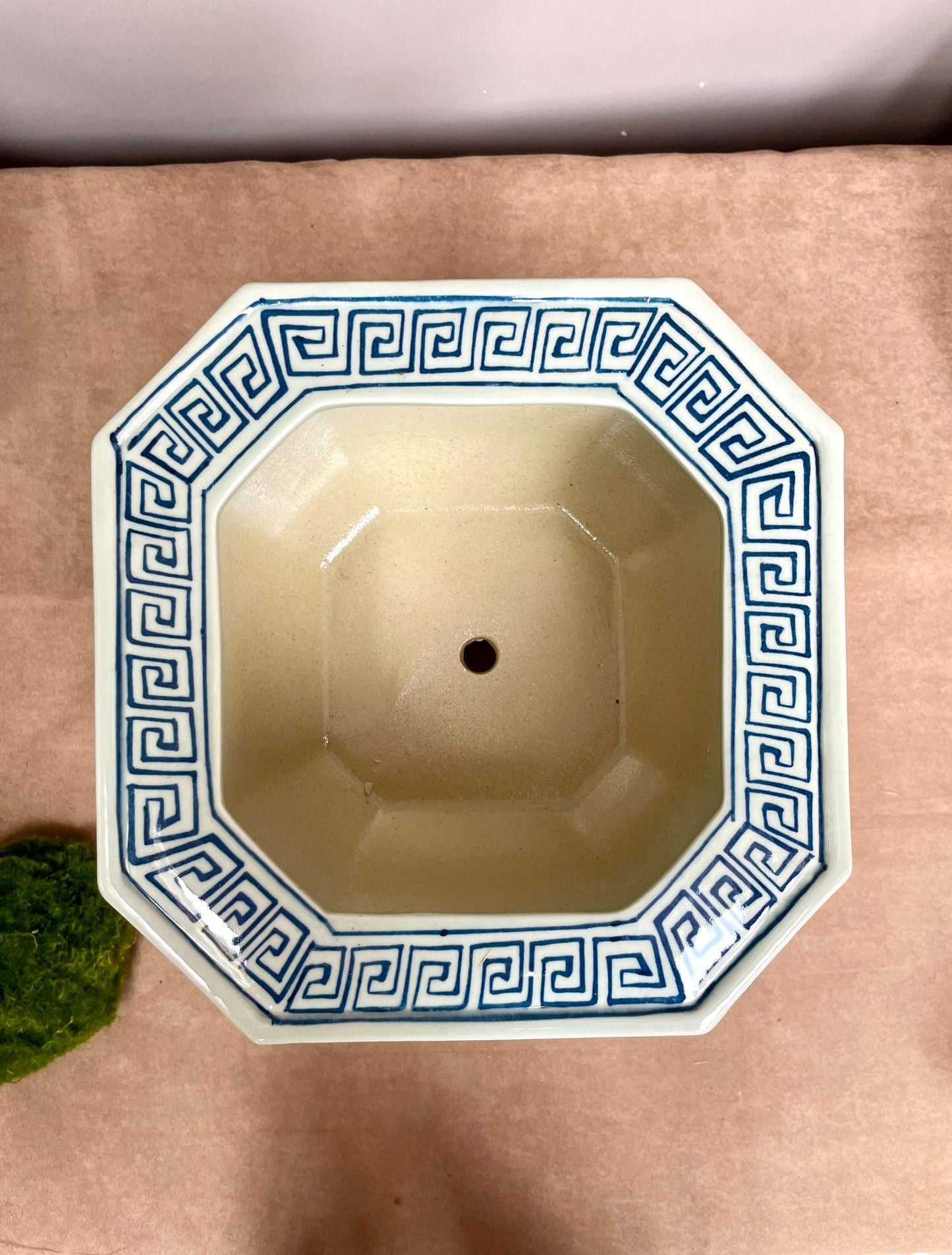 Blue and White Chinese Porcelain orchid Octagonal Planter Chinese Landscape Design | Elegant Home Decor