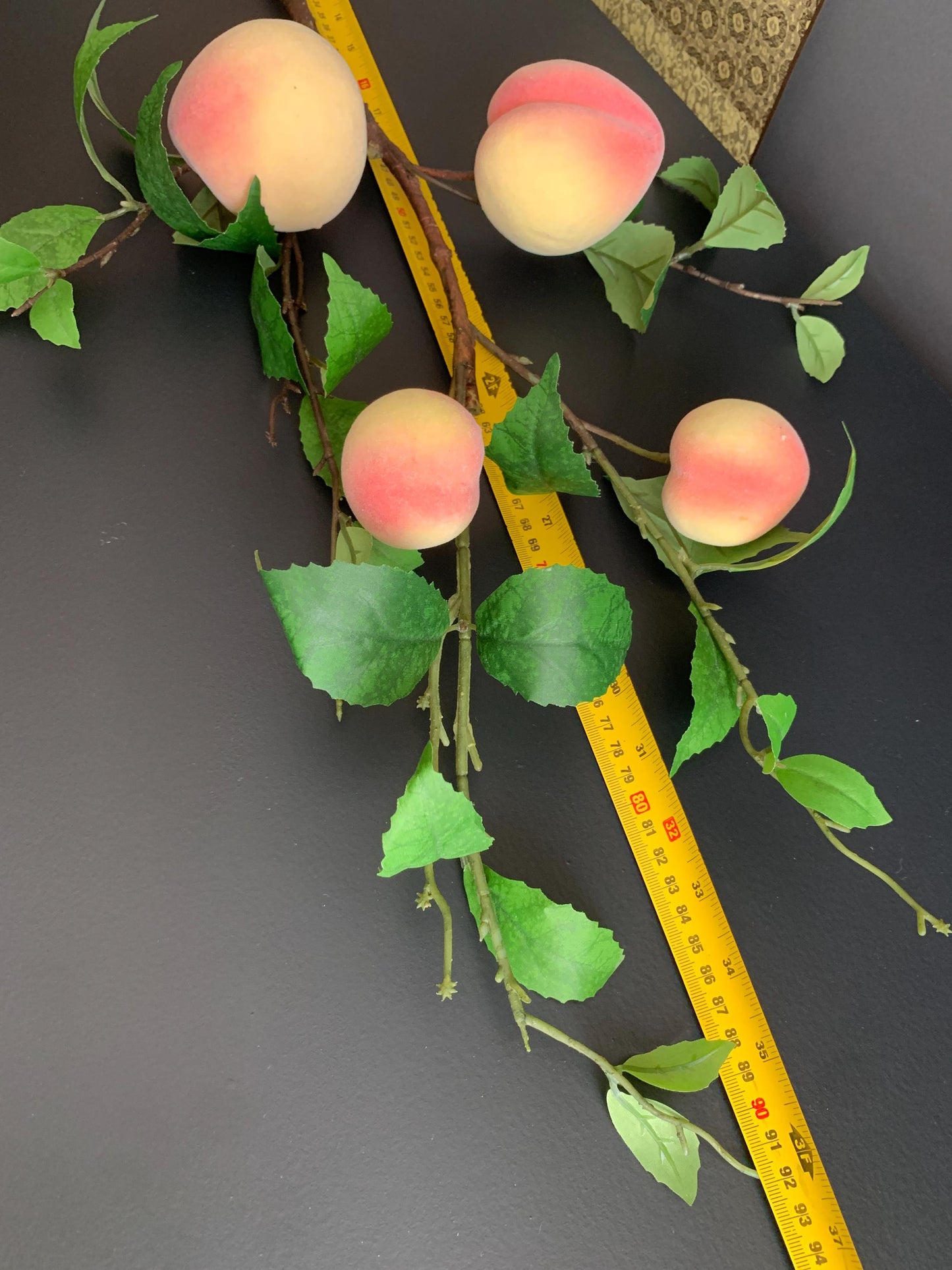 Realistic 92cm Faux Peach Branch | Artificial Fruit Stem | Large Decorative Greenery for Modern Home Decor