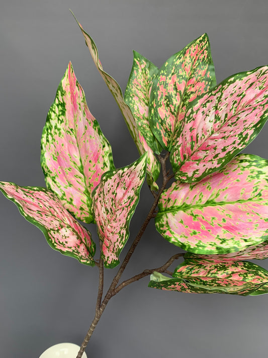 Premium Aglaonema Pink Star Chinese evergreen green artificial flower faux flower 31 inch