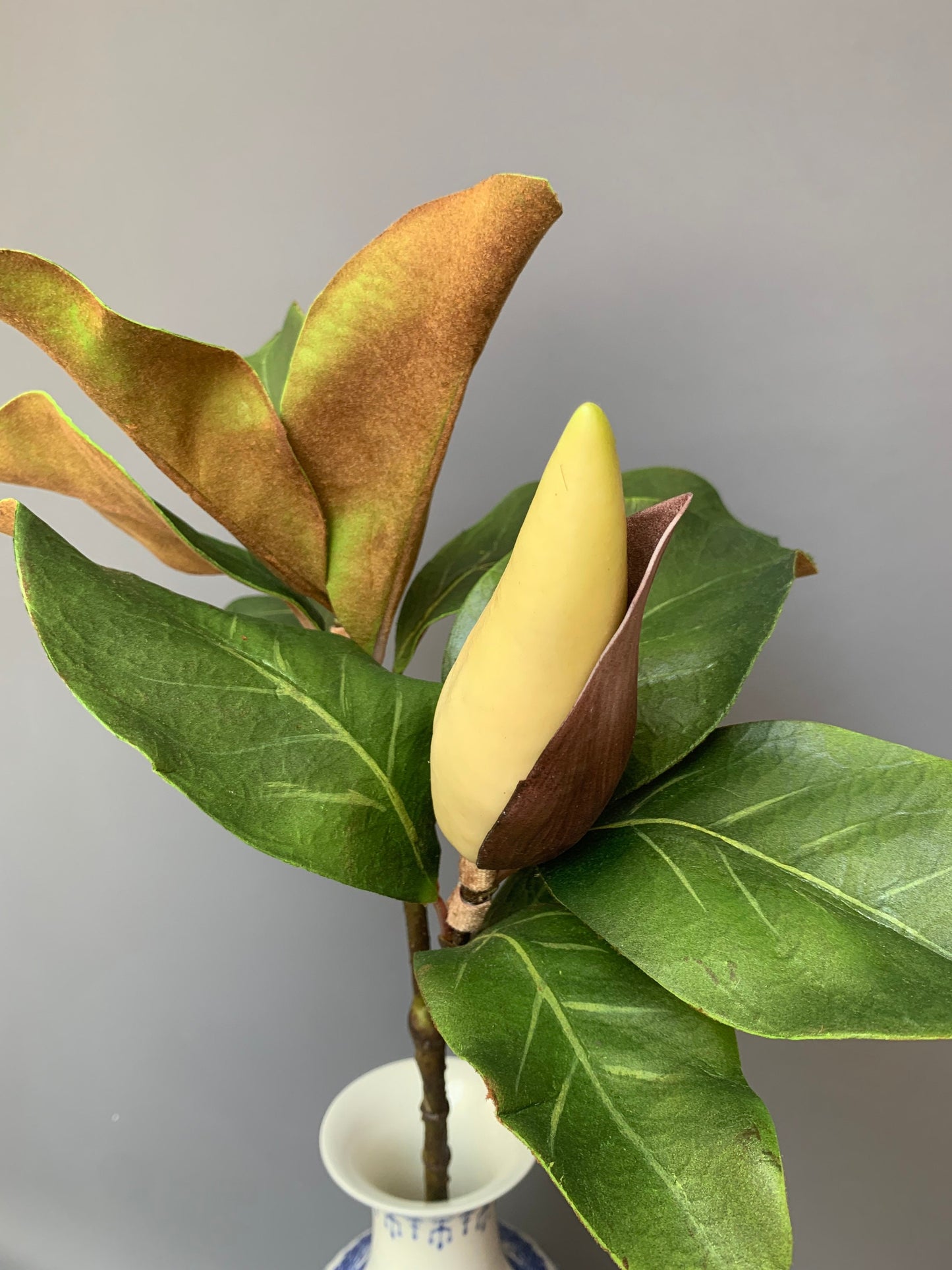 Premium Artificial Magnolia buds in leaf green artificial flower faux flower 24 inch