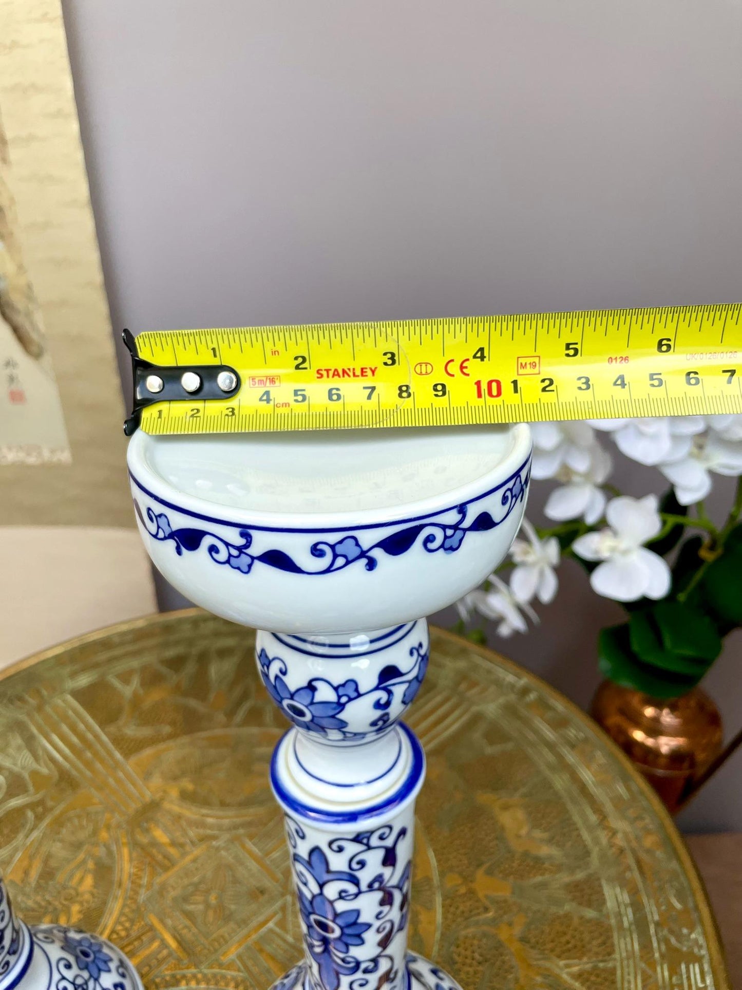 Fine Hand-Painted Blue & White Porcelain Candle Holder Pair • Artisan-Made Chinoiserie Centerpiece • Luxury Table Décor in Collector Quality