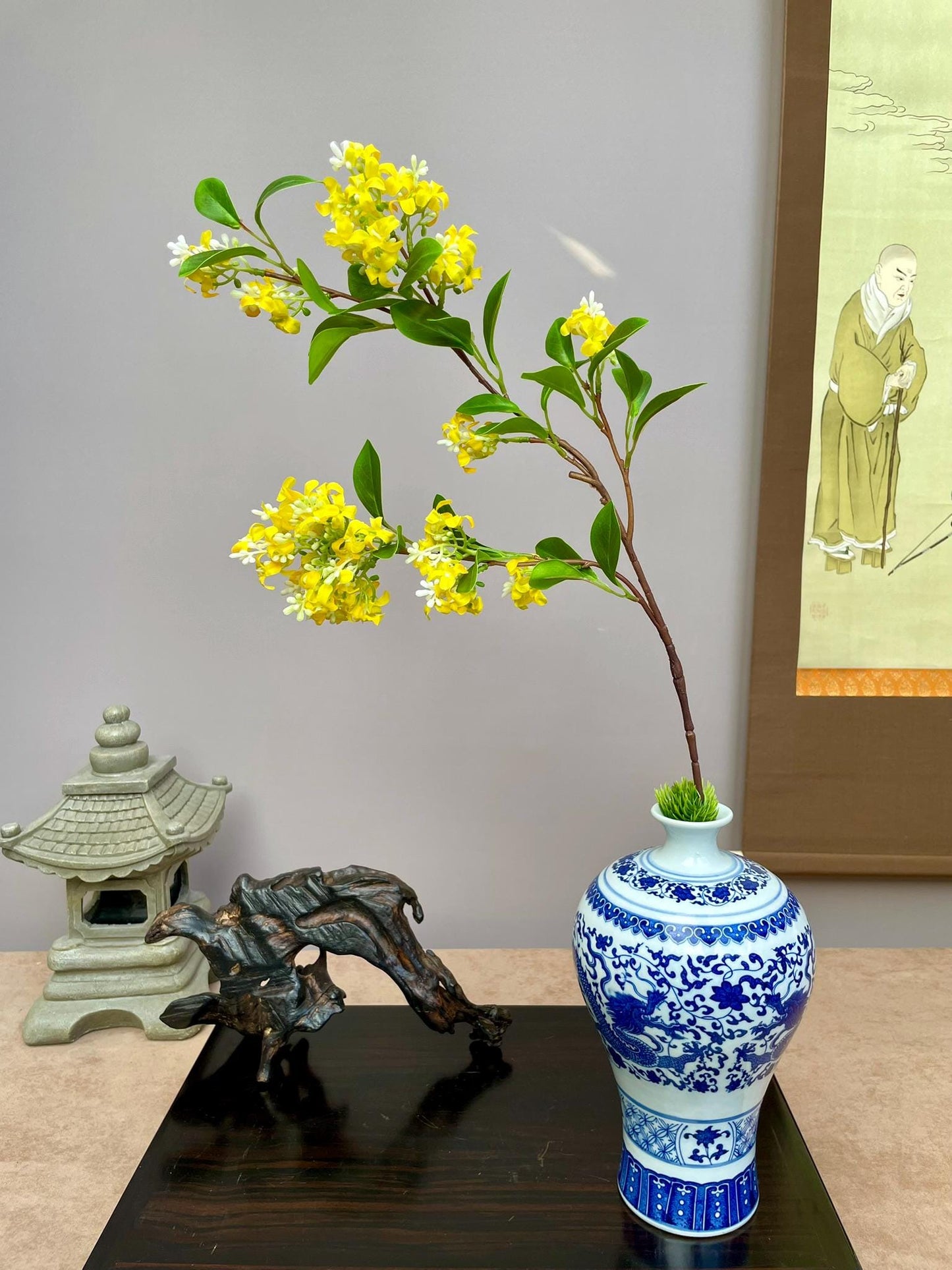Premium Artificial Yellow Privet Flower Branch – Lifelike Ligustrum-Inspired Faux Bloom Stem for Elegant Home Decoration