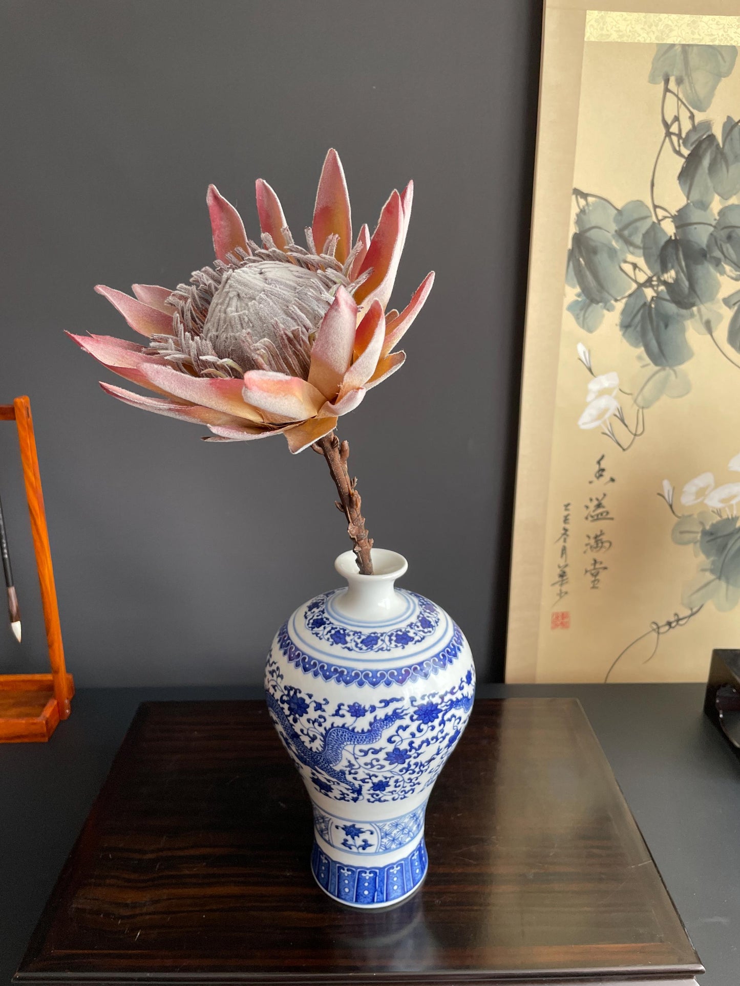 Realistic King Protea Stem | Luxury Artificial Tropical Flower | Velvet-Touch Faux Botanical for Modern Home Decor