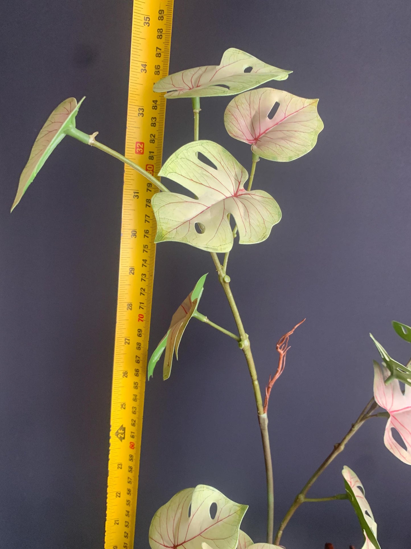 Faux Monstera Branch Artificial Caladium Leaf Stem Silk Tropical Greenery Fake Variegated Cheese Plant Traditional Tall Vase Filler 85cm