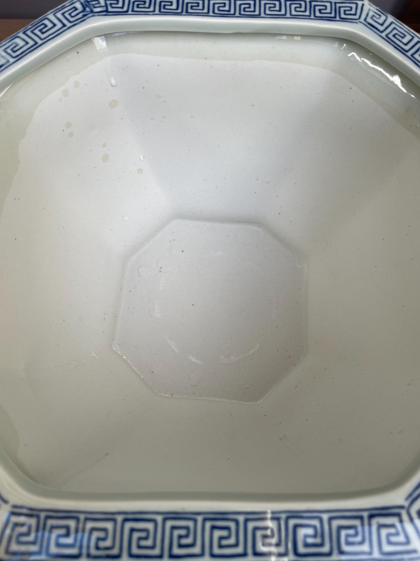 Blue & White Hexagonal Footed Bowl Scenic Landscape Porcelain Centerpiece irregular hexagon Oriental Art Bowl Luxury Decorative NO DRAINAGE