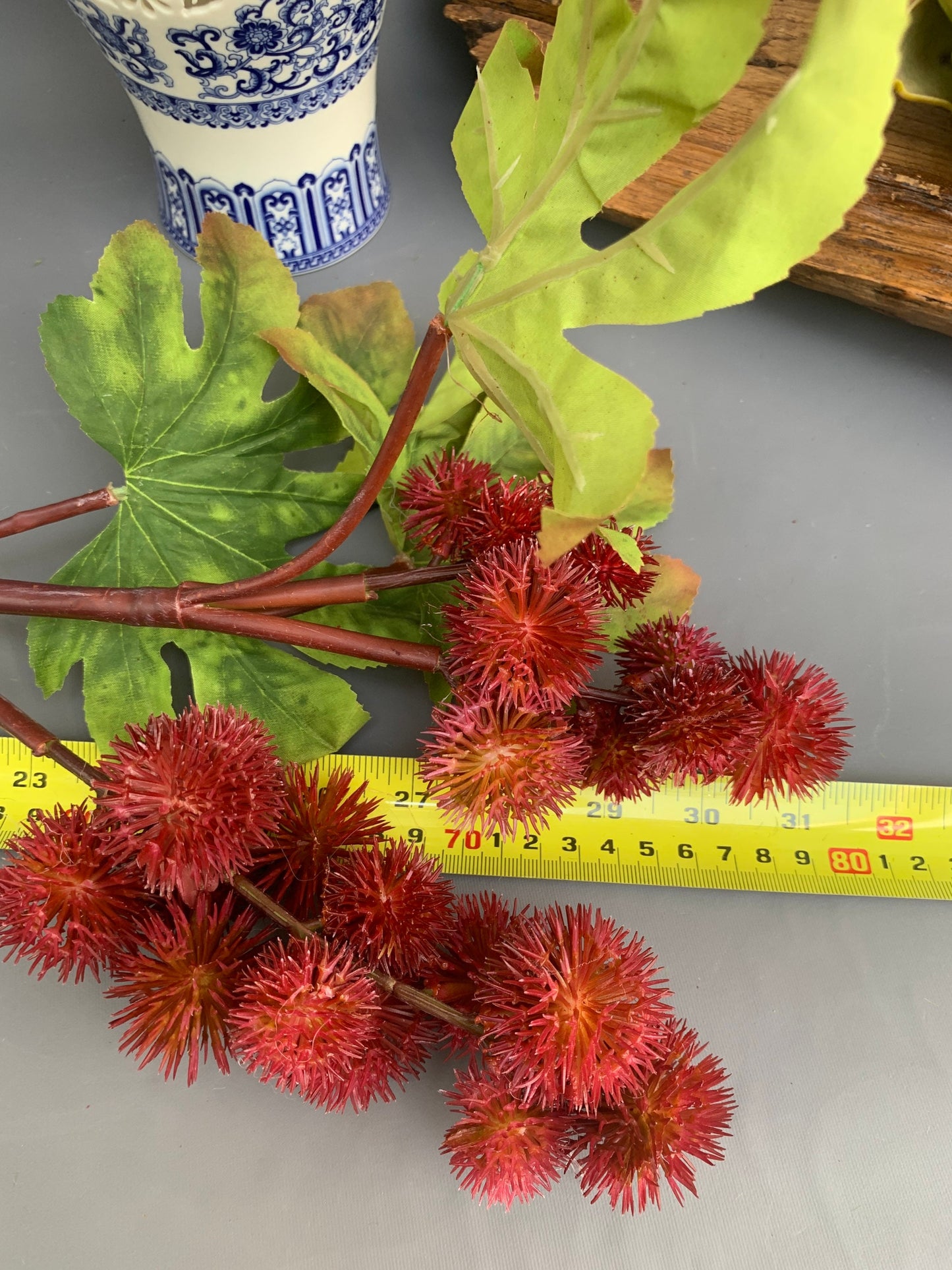 Premium Artificial Rambutan fruit in leaf green artificial flower faux flower 31 inch