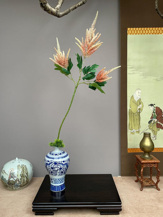 Realistic Peach Astilbe Artificial Stem - Faux False Spirea Plume Zen Minimalist Home Decor Traditional Chinese Aesthetic Floral Soft Peach