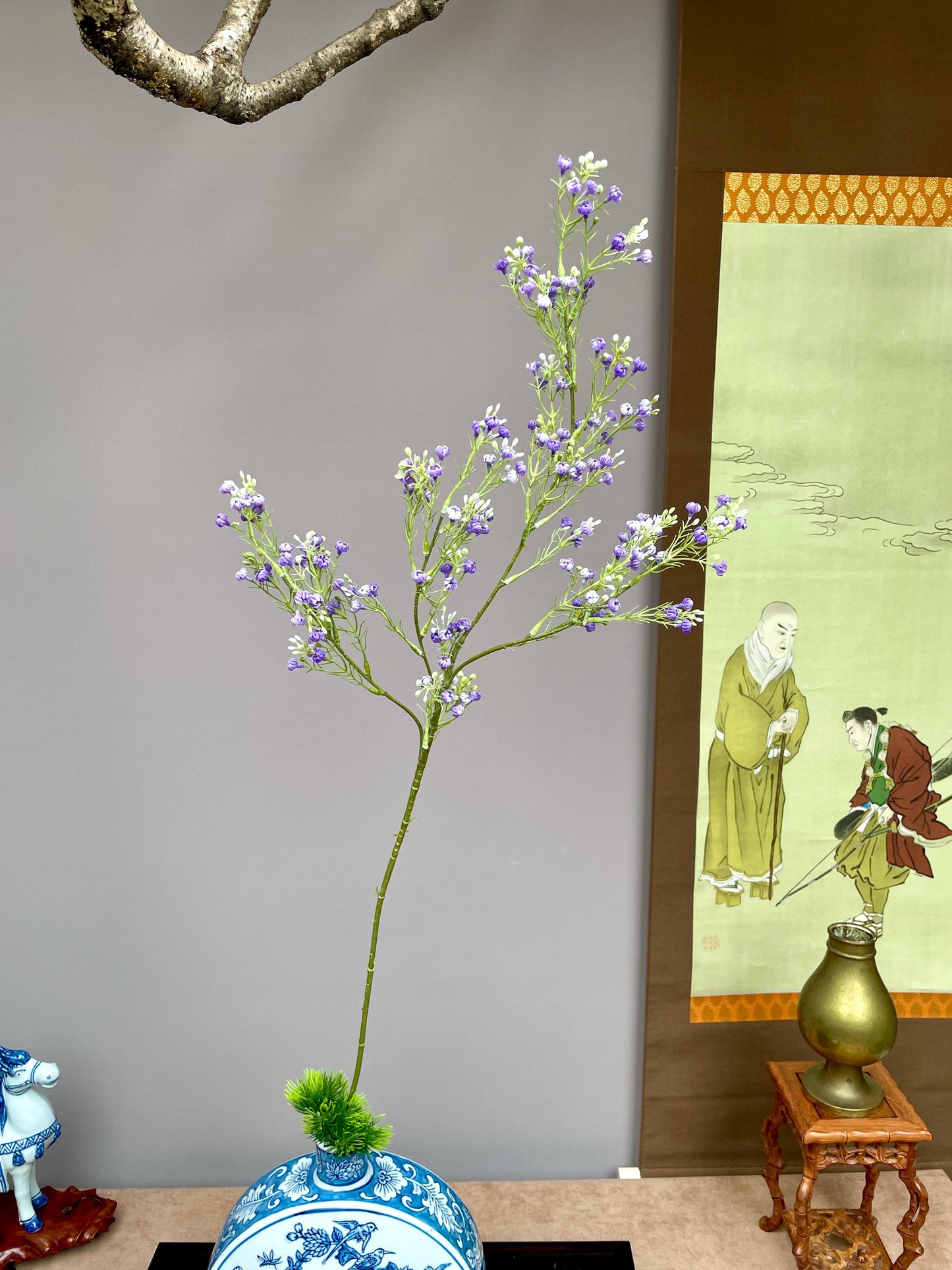 Realistic Purple Waxflower Branch  Faux Chamelaucium Uncinatum Geraldton Wax - Zen Minimalist Wildflower - Ao Zhou La Mei Decor  Premium