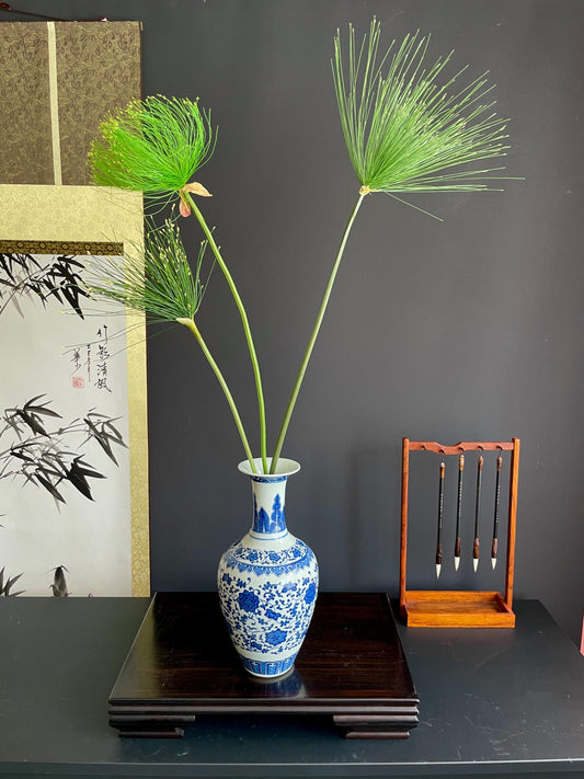 Faux Papyrus Stem Single Artificial Egyptian Sedge Branch Silk Botanical Fake Umbrella Plant Traditional Architectural Tall Vase Filler