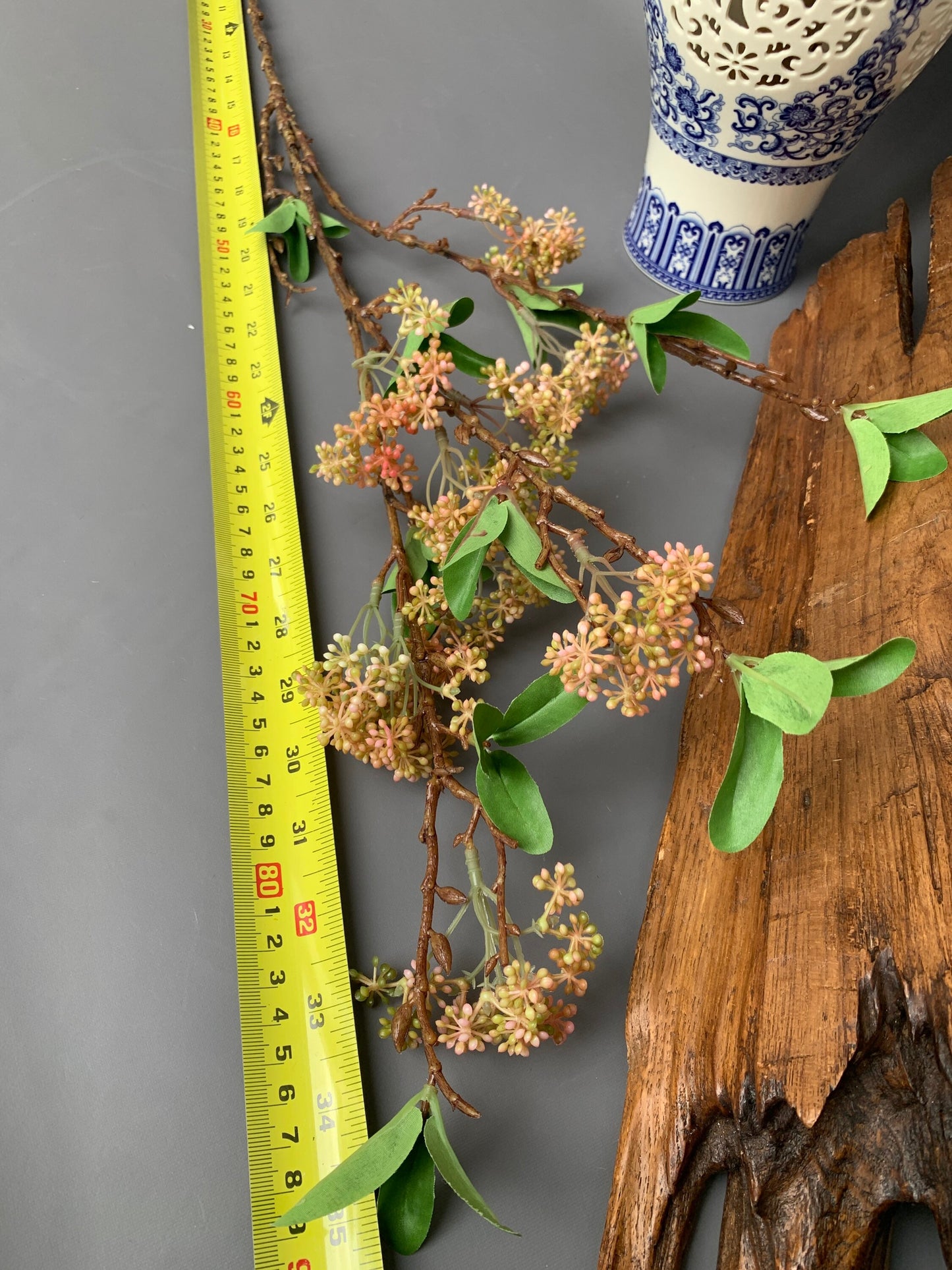 Premium Japanese skimmia Japonica with leaves green artificial flower faux flower 35 inch