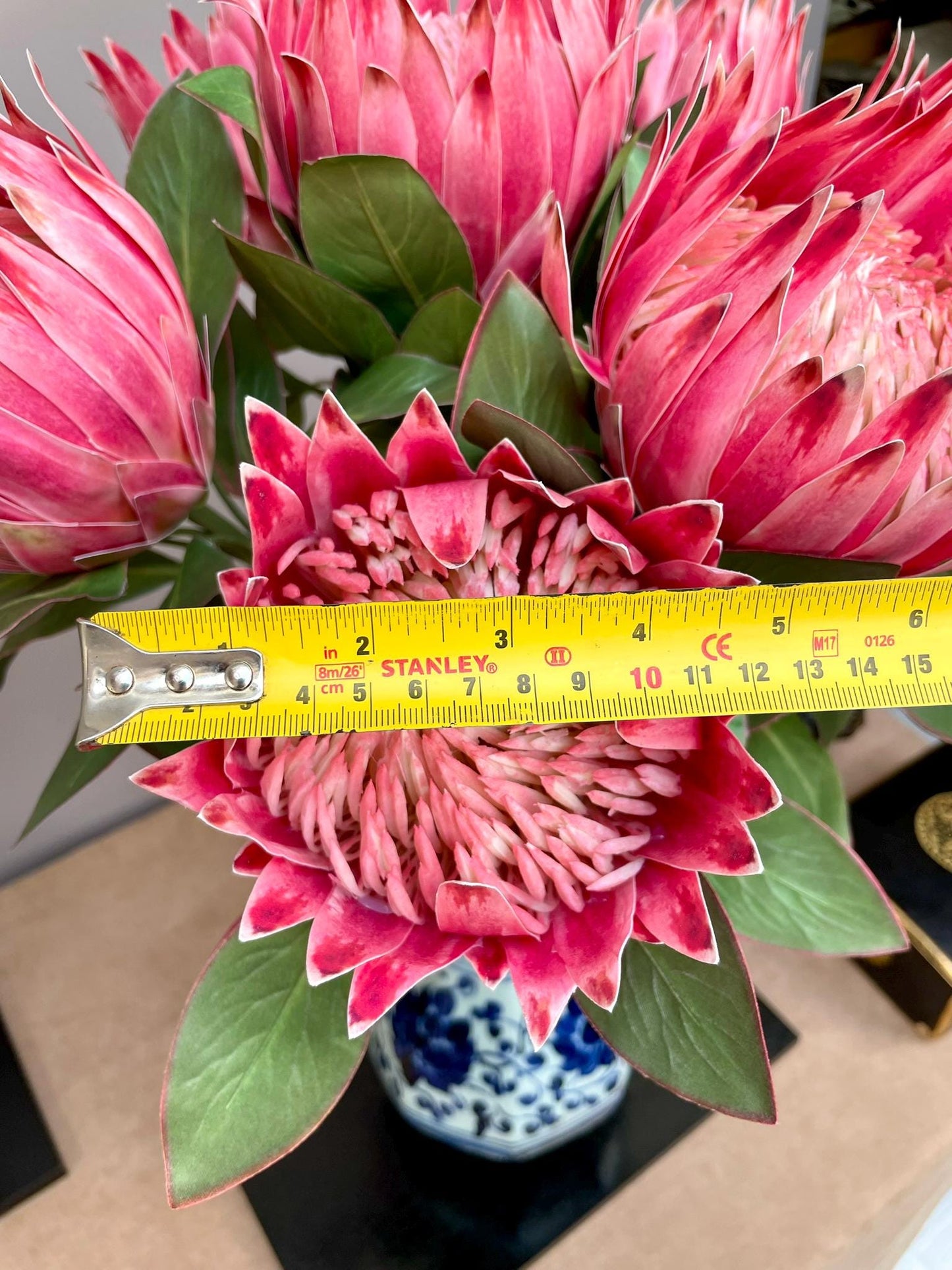 King protea red spring artificial flower ideal for wedding, Single stem