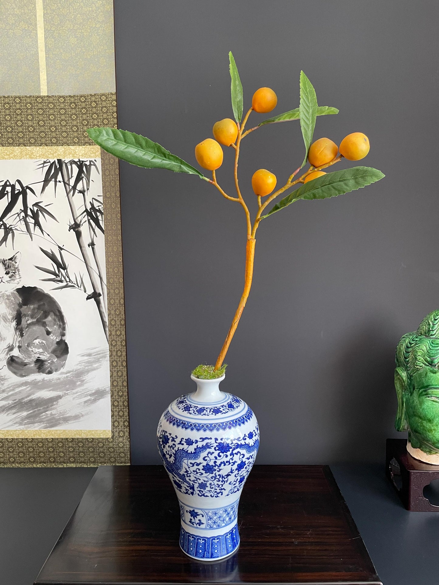 Realistic Faux Kumquat Branch | Artificial Citrus Fruit Stem | Decorative Botanical for Kitchen or Home Decor