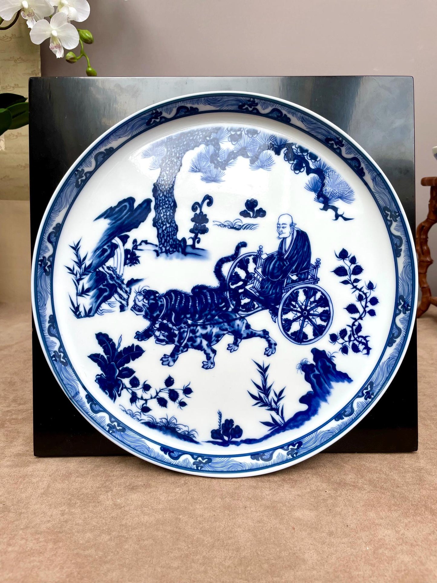Large Blue & White Porcelain Serving Tray • Handcrafted Prestige Floral Platter • Luxury Home Décor Elegant Table Centerpiece