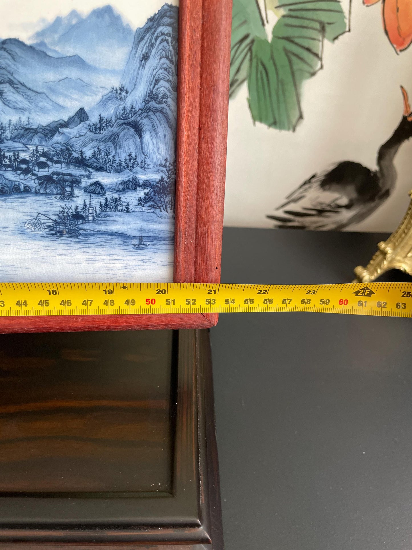 Hand-Crafted Blue & White Porcelain Landscape Plaque | Framed "Fu Chun Shan Ju Tu" Shan Shui Wall Art Screen (53cm x 20cm)