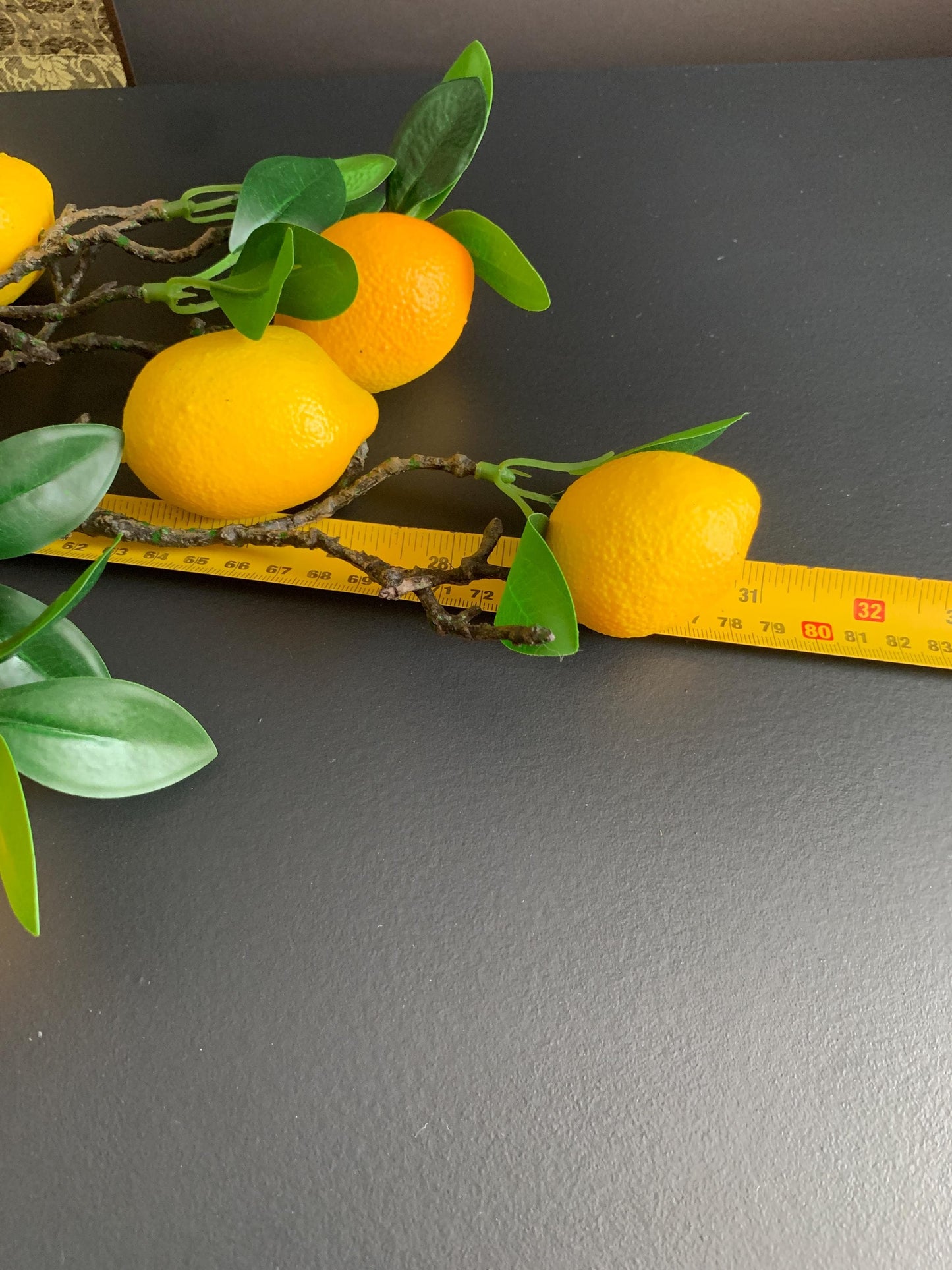 Life-Like Artificial Lemon Stem | High-End Faux Botanical Branch | Elegant Minimalist Fruit Arrangement