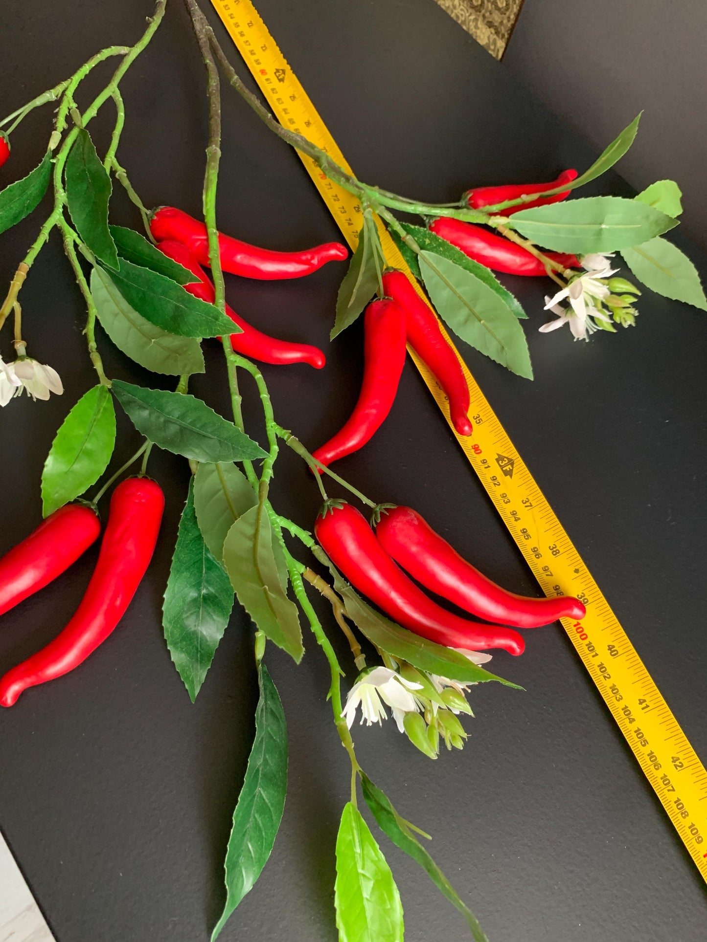 Realistic Faux Chili Pepper Branch | Artificial Fruit Stem | Decorative Greenery for Kitchen or Modern Home Decor