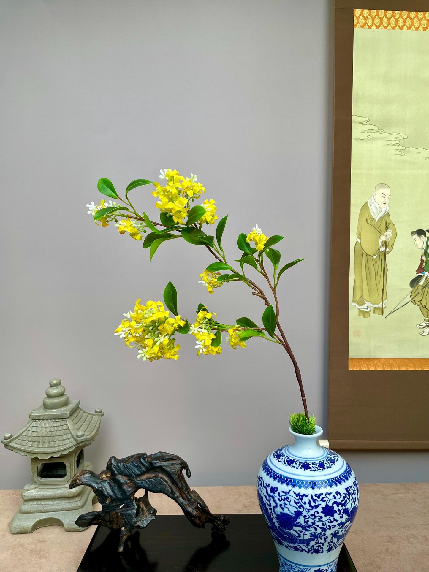 Premium Artificial Yellow Privet Flower Branch – Lifelike Ligustrum-Inspired Faux Bloom Stem for Elegant Home Decoration